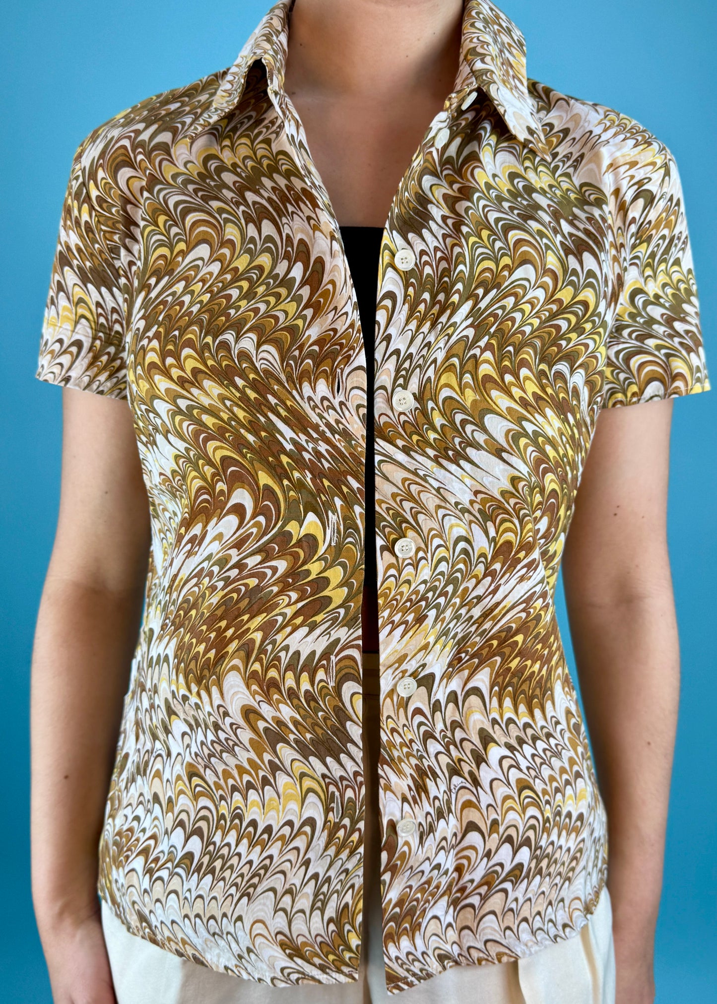 Celine Spring 2003 Runway Swirl Print Shirt