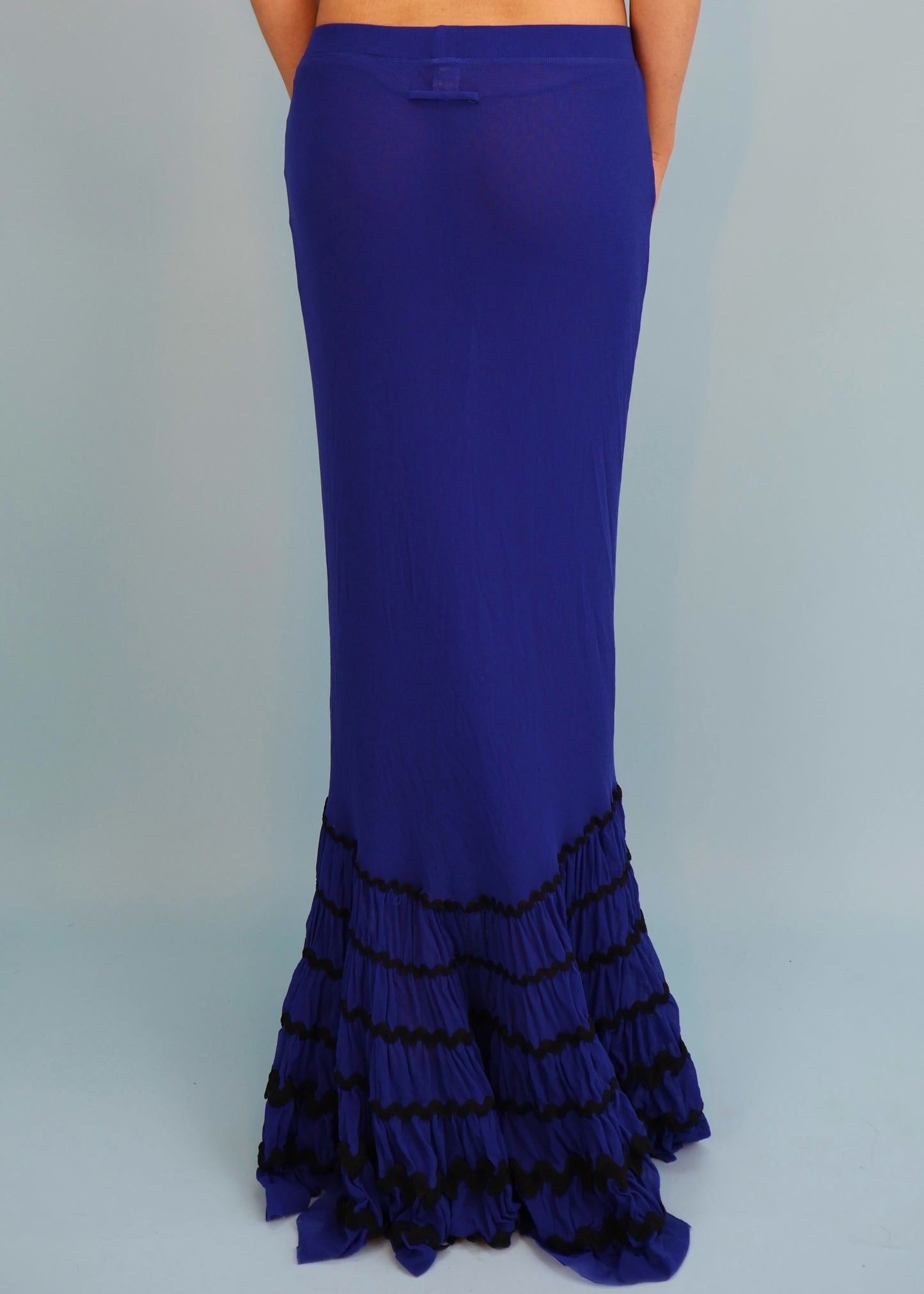 Jean Paul Gaultier Blue Mesh Fishtail Maxi Skirt