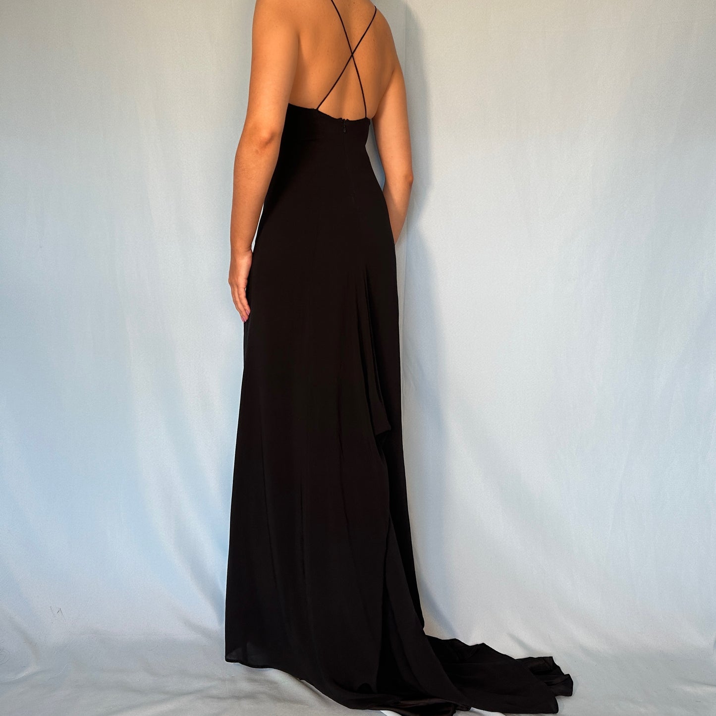 Dries Van Noten Spring 1999 Runway Black Silk Bustle Dress