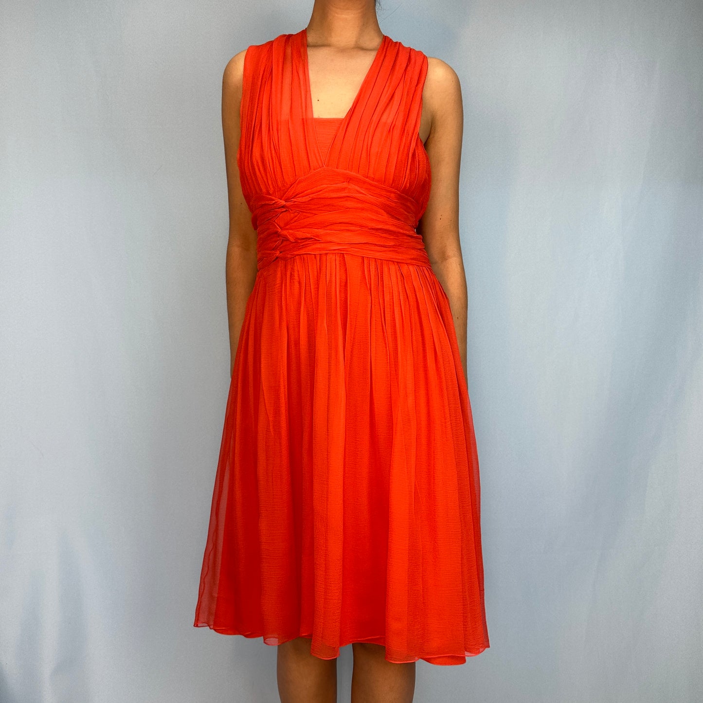Dior Fall 2007 Orange Silk Chiffon Dress & Scarf