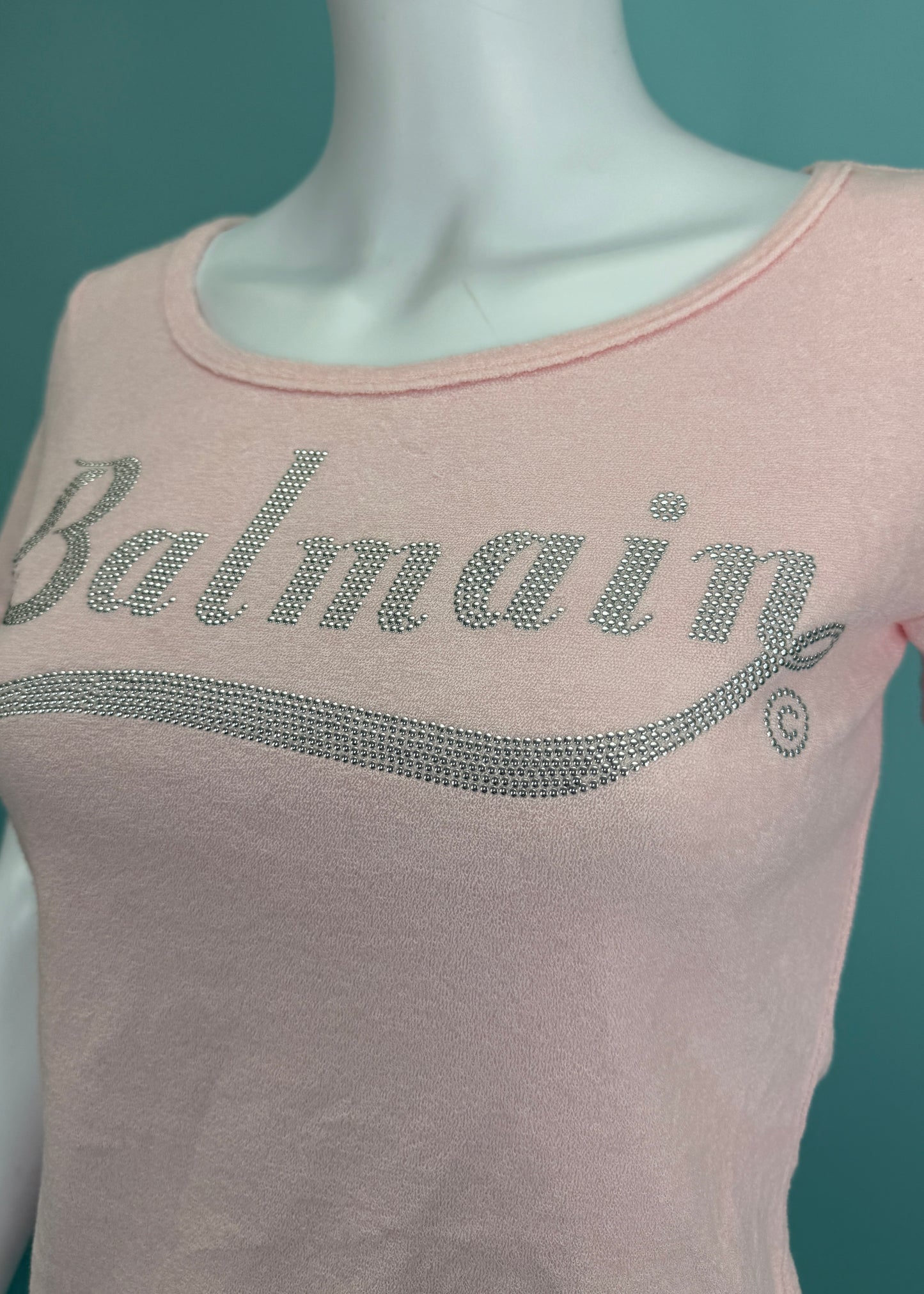 Balmain Pink Towelling Spellout Top