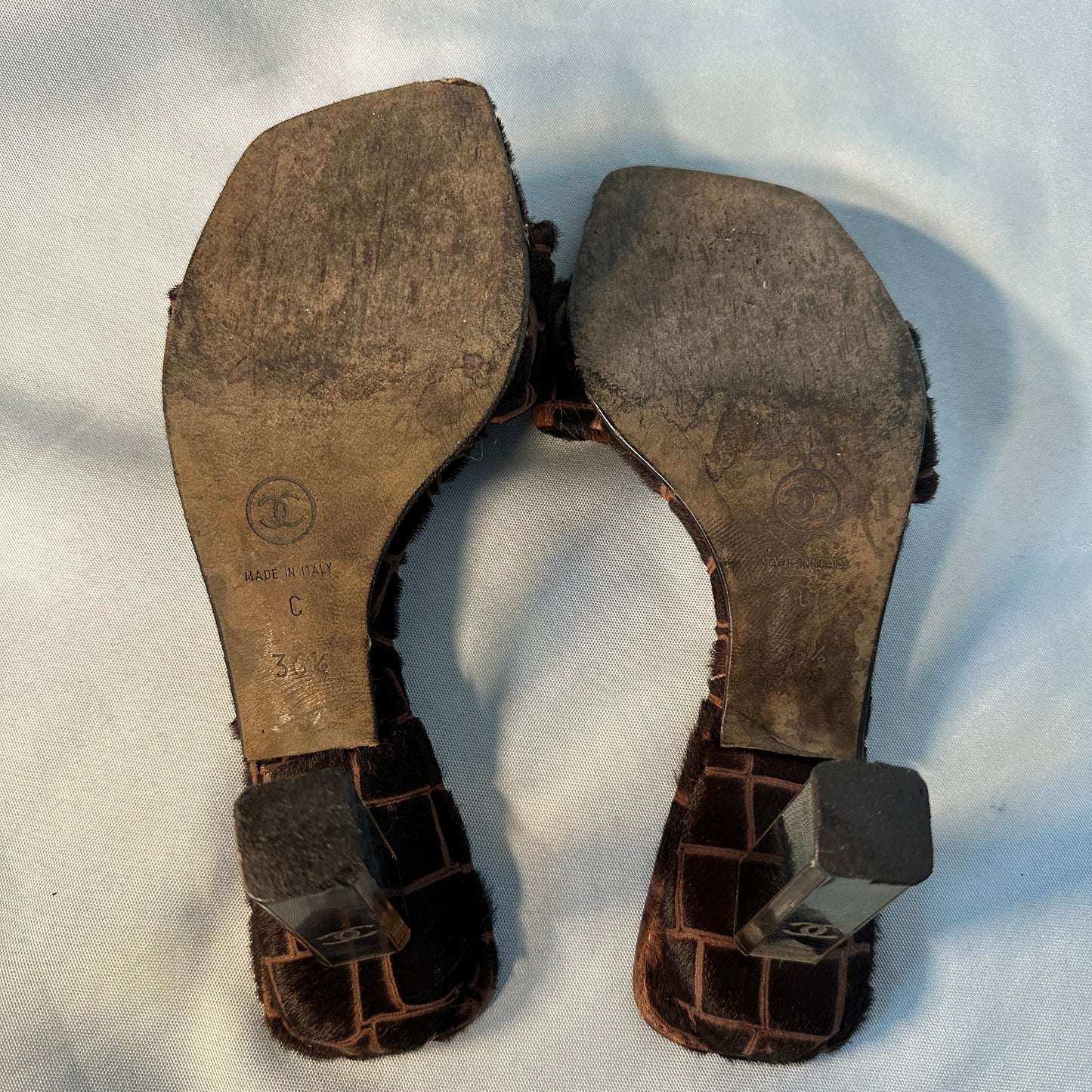 Chanel Brown Ponyhair Mirror Heels