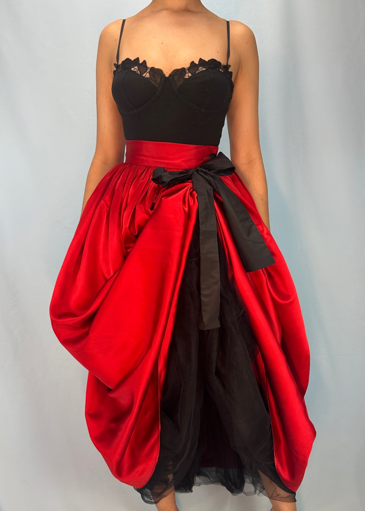 Dolce & Gabbana Fall 1992 Runway Red Satin Tulle Skirt