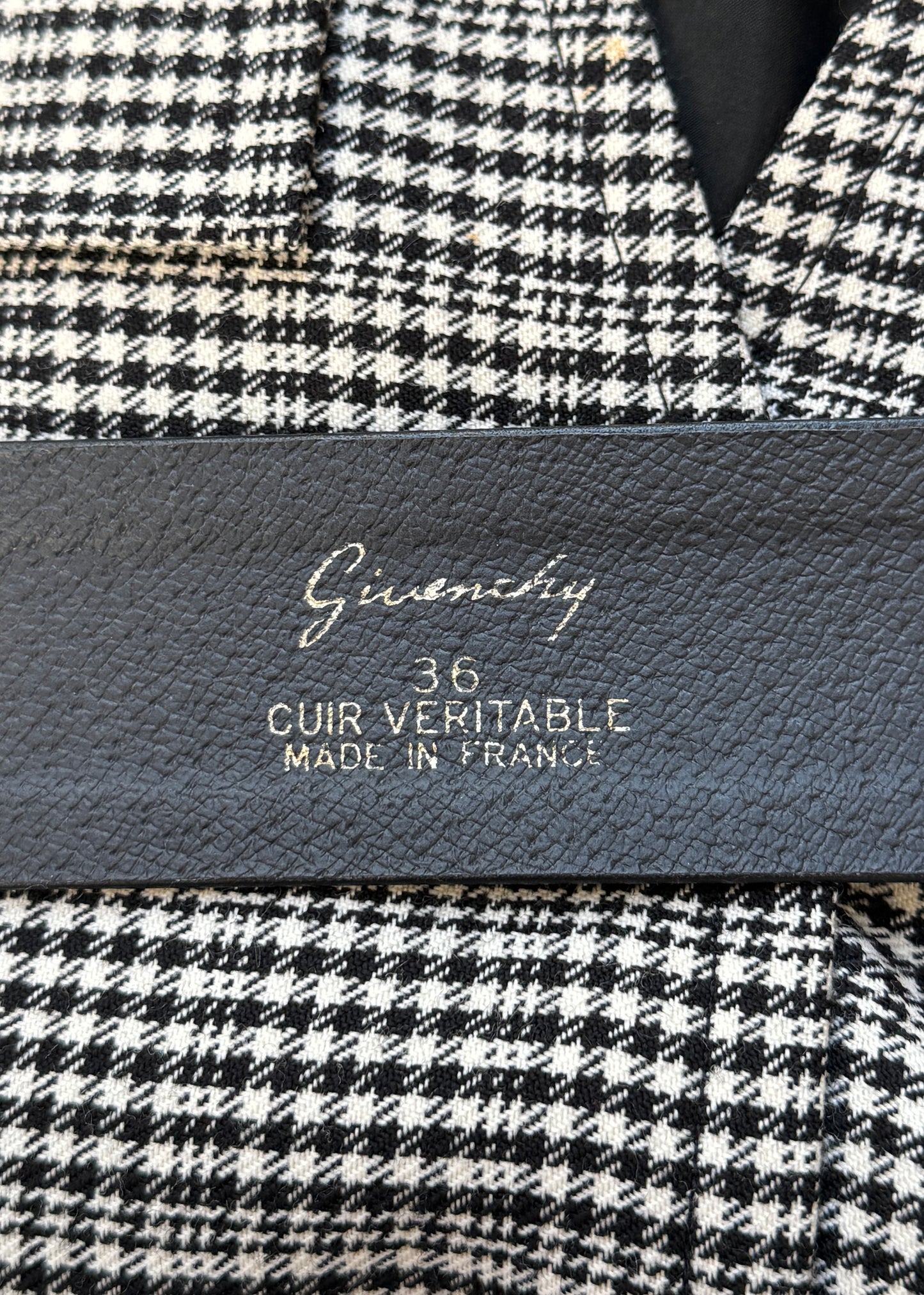 Givenchy Haute Couture Fall 1985 Houndstooth Belted Dress