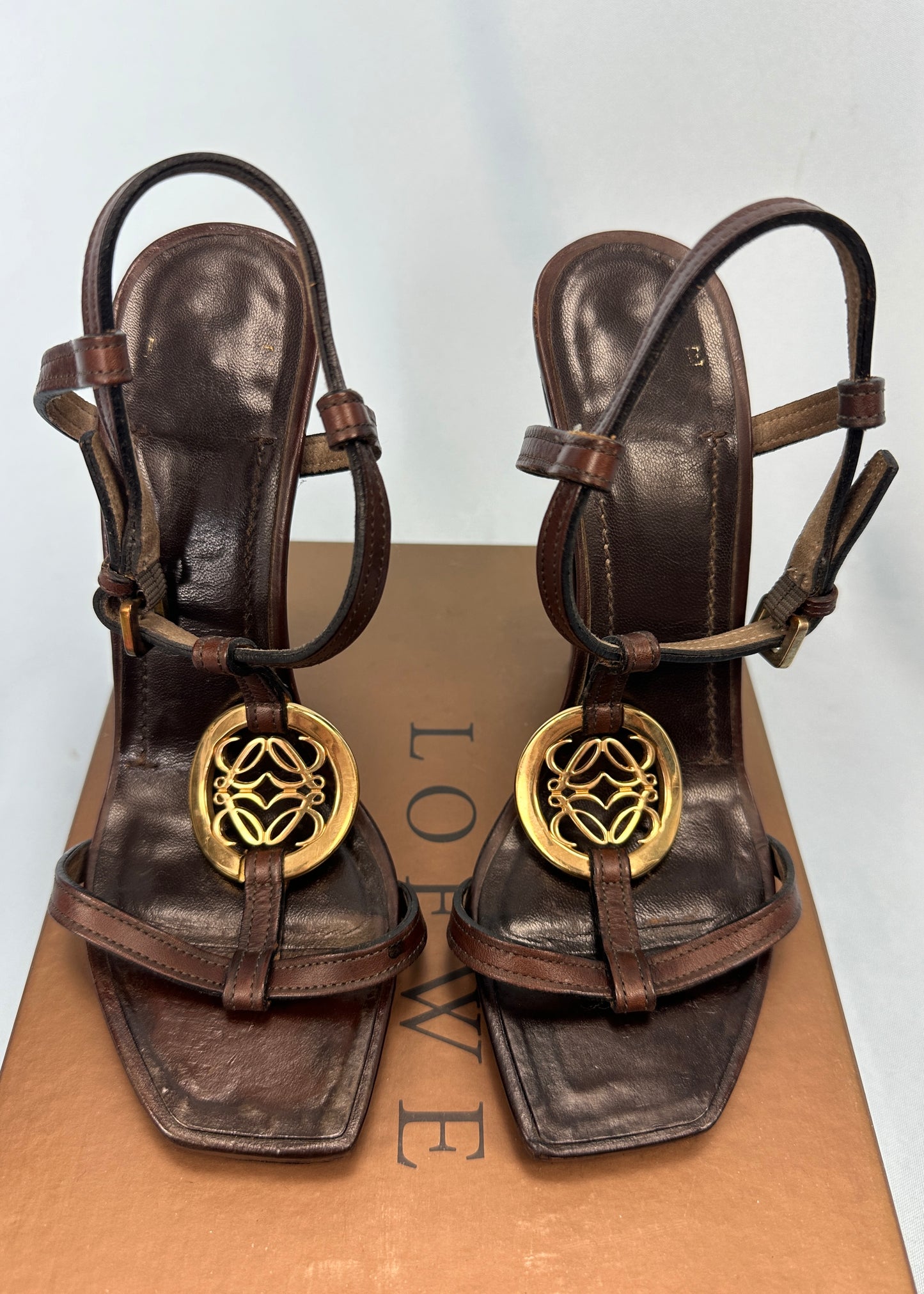 Loewe Leather Strappy Logo Heels