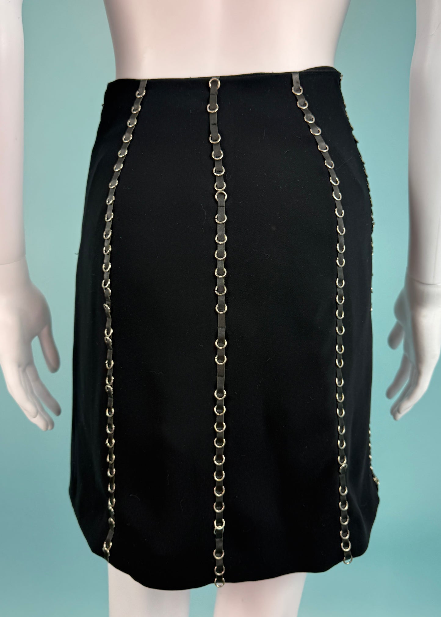 Paco Rabanne Fall 2001 Runway Leather & Knit Top & Skirt Set