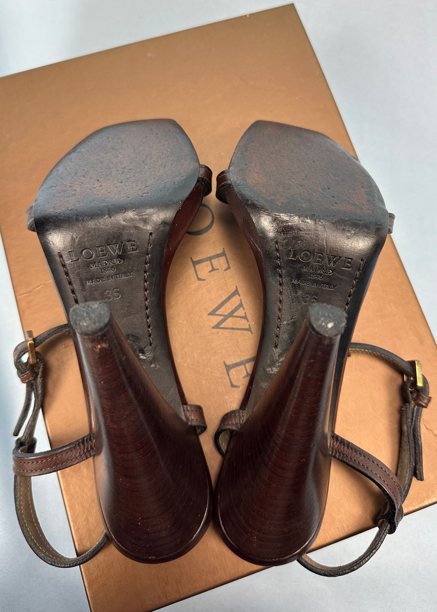 Loewe Leather Strappy Logo Heels