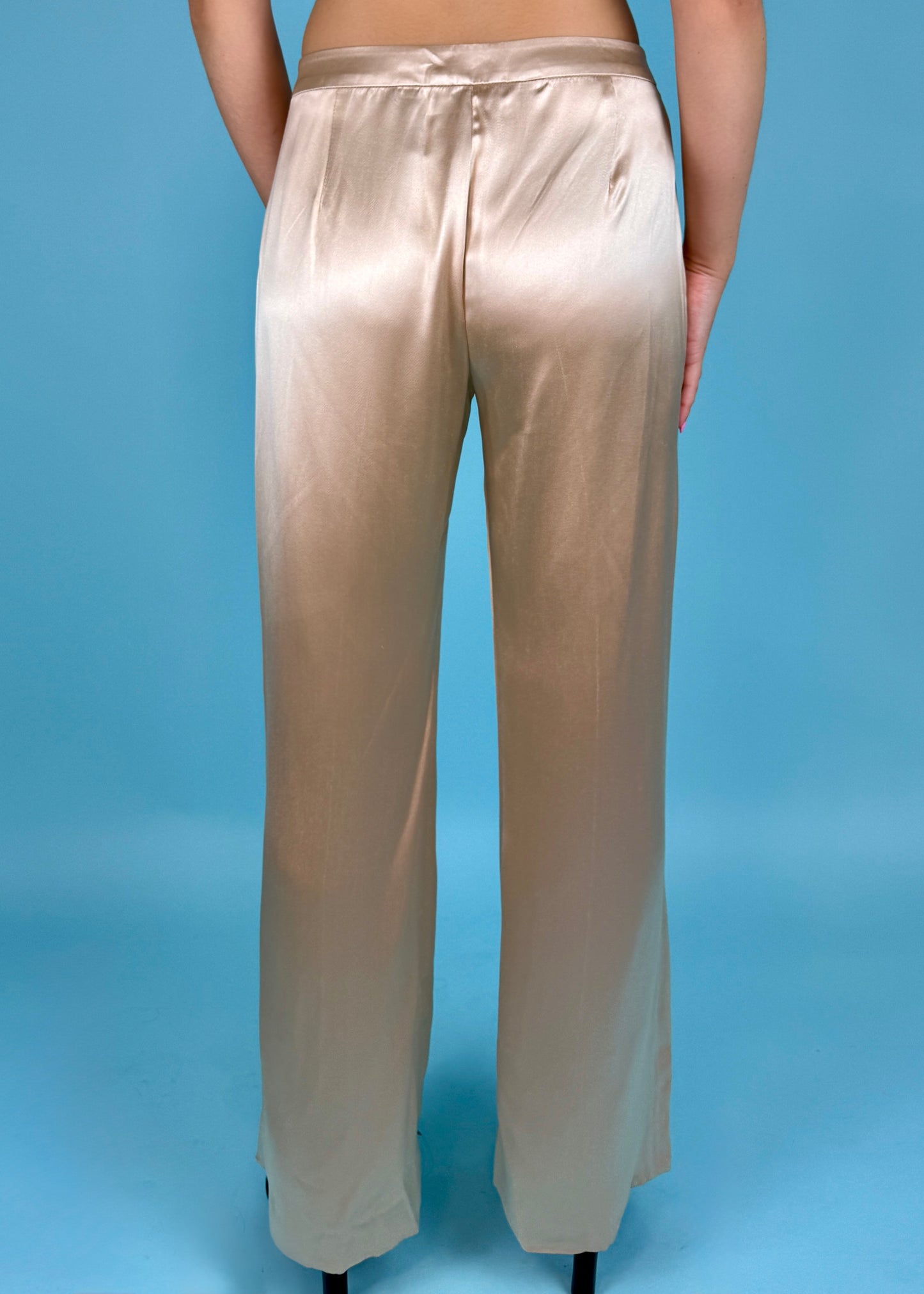 Valentino Low Rise Silk Satin Pants