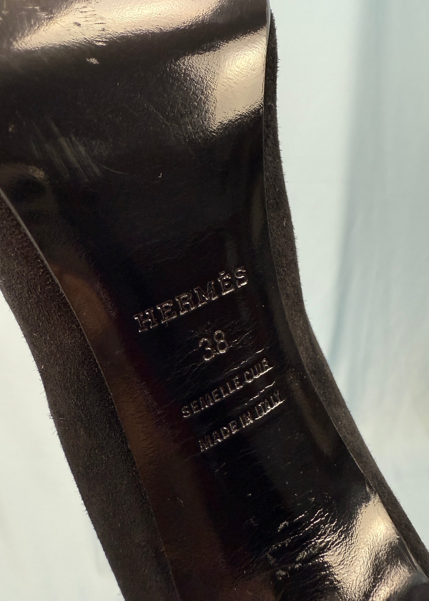 Hermès Black Suede Leather V Cut Heels