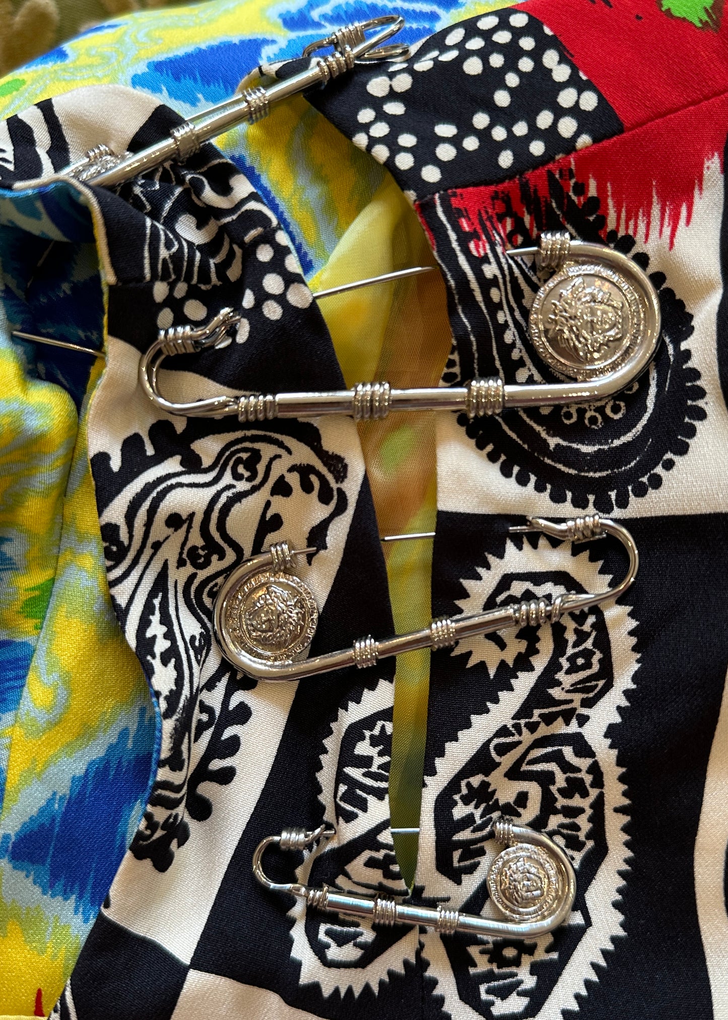 Versace Spring 1994 Safety Pin Paisley Print Dress