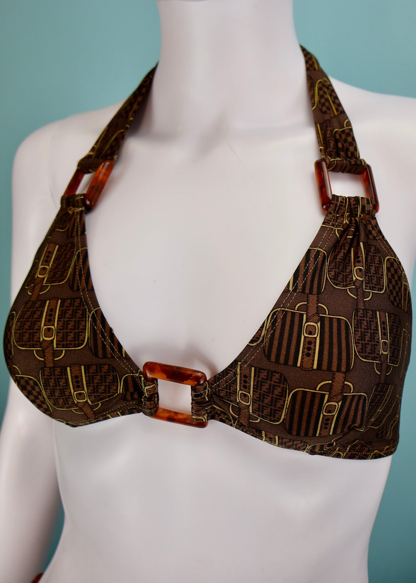 Fendi Bag Print Halter Bikini Set