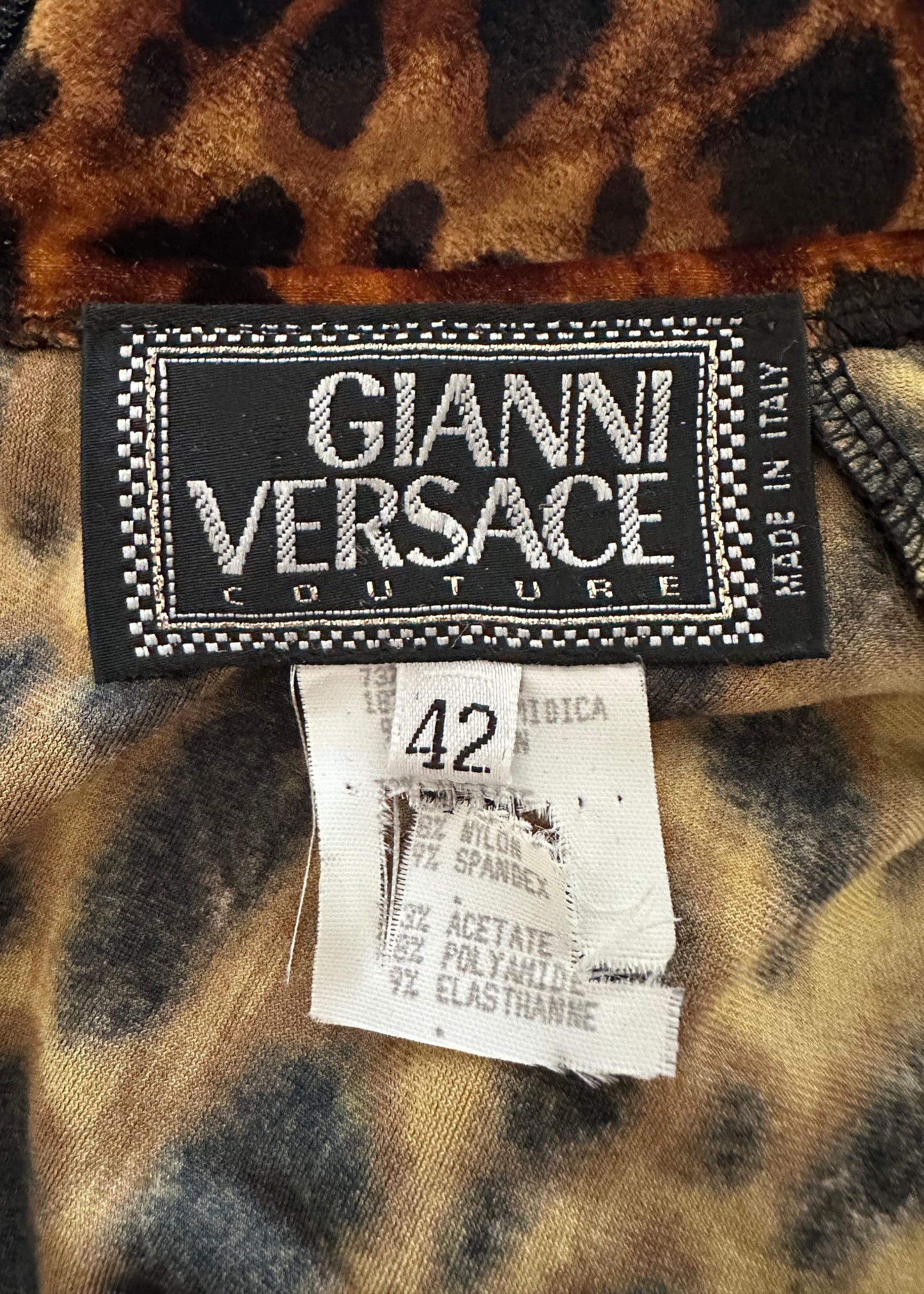 Versace Fall 1992 Cheetah Print Velvet Dress