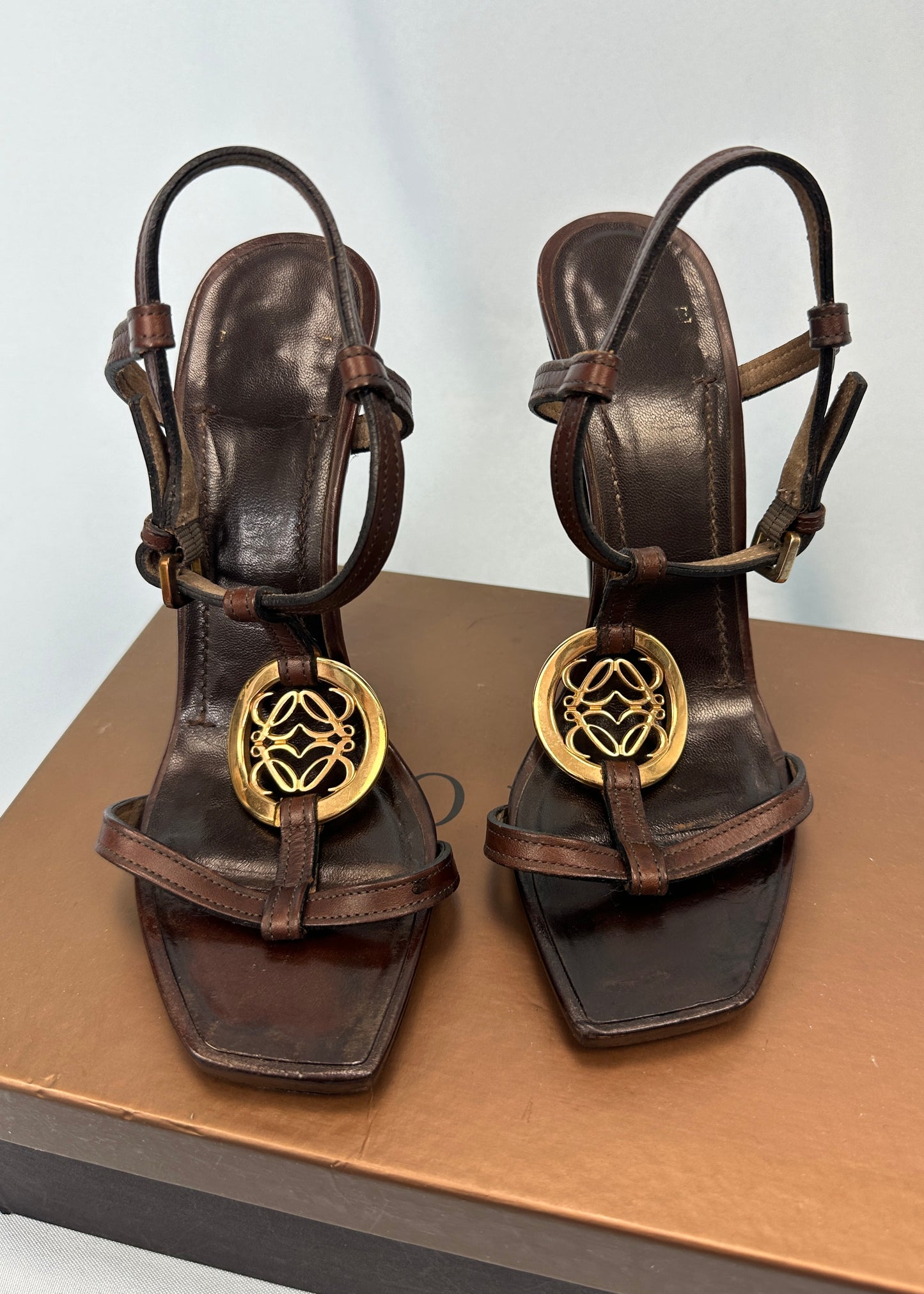 Loewe Leather Strappy Logo Heels