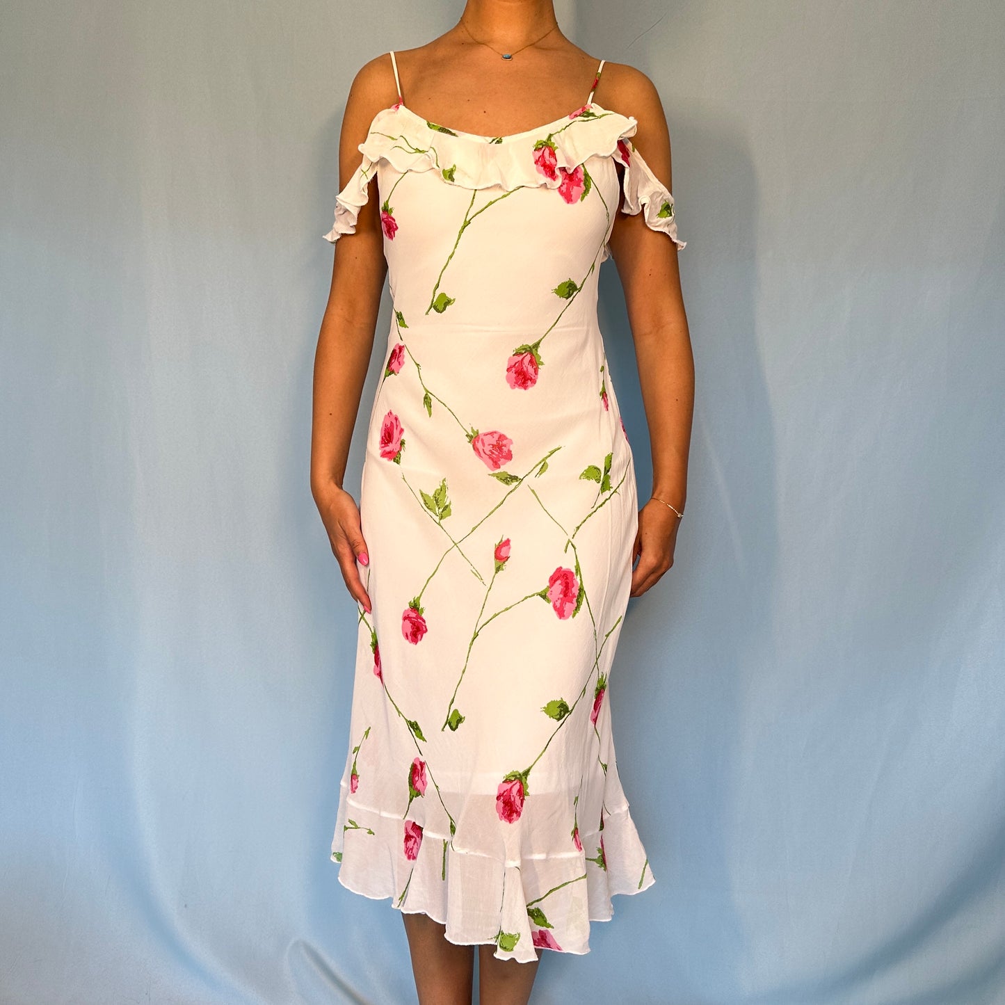 Betsey Johnson White Floral Chiffon Dress