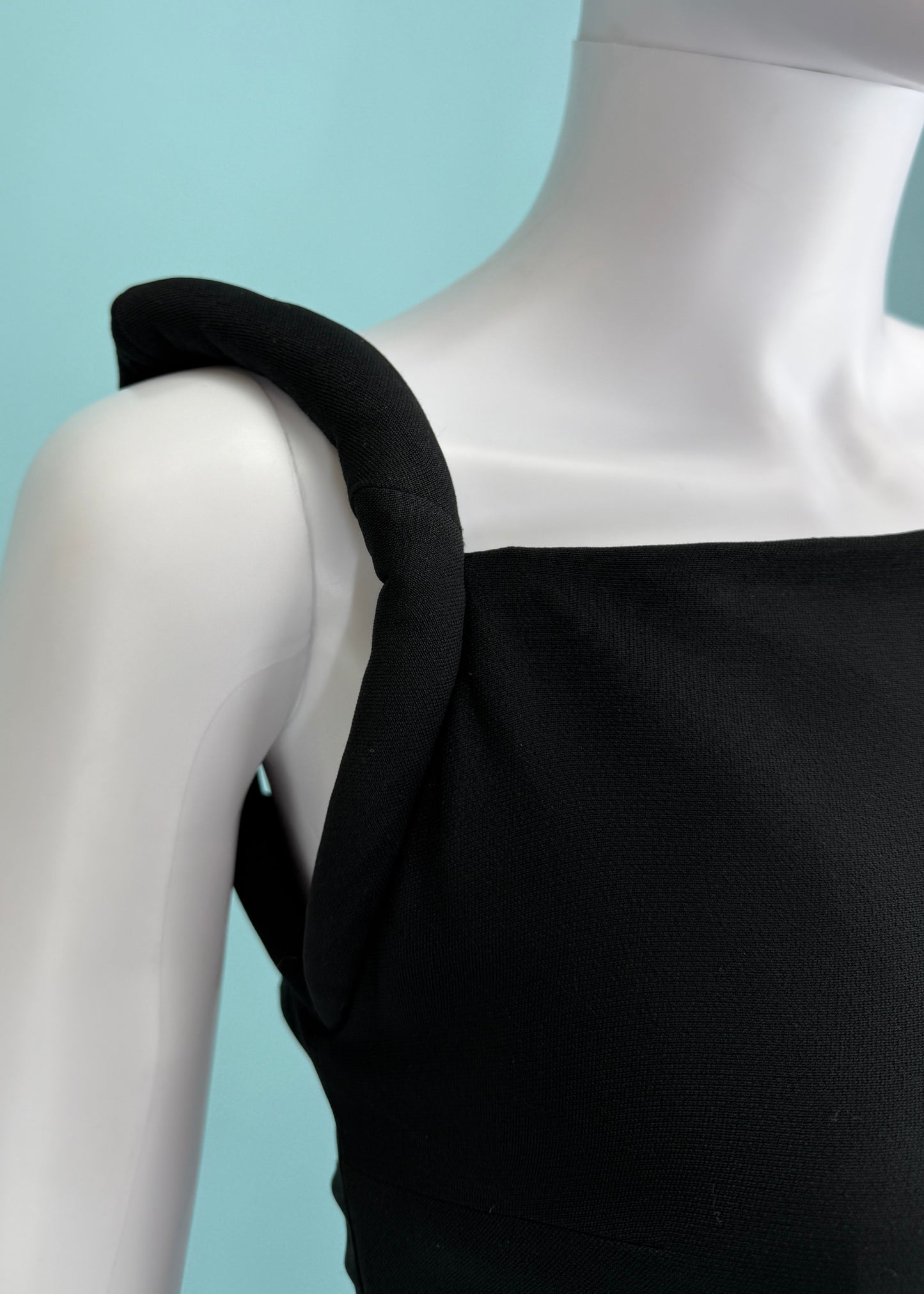 Versace Fall 1998 Black Padded Strap Mini Dress