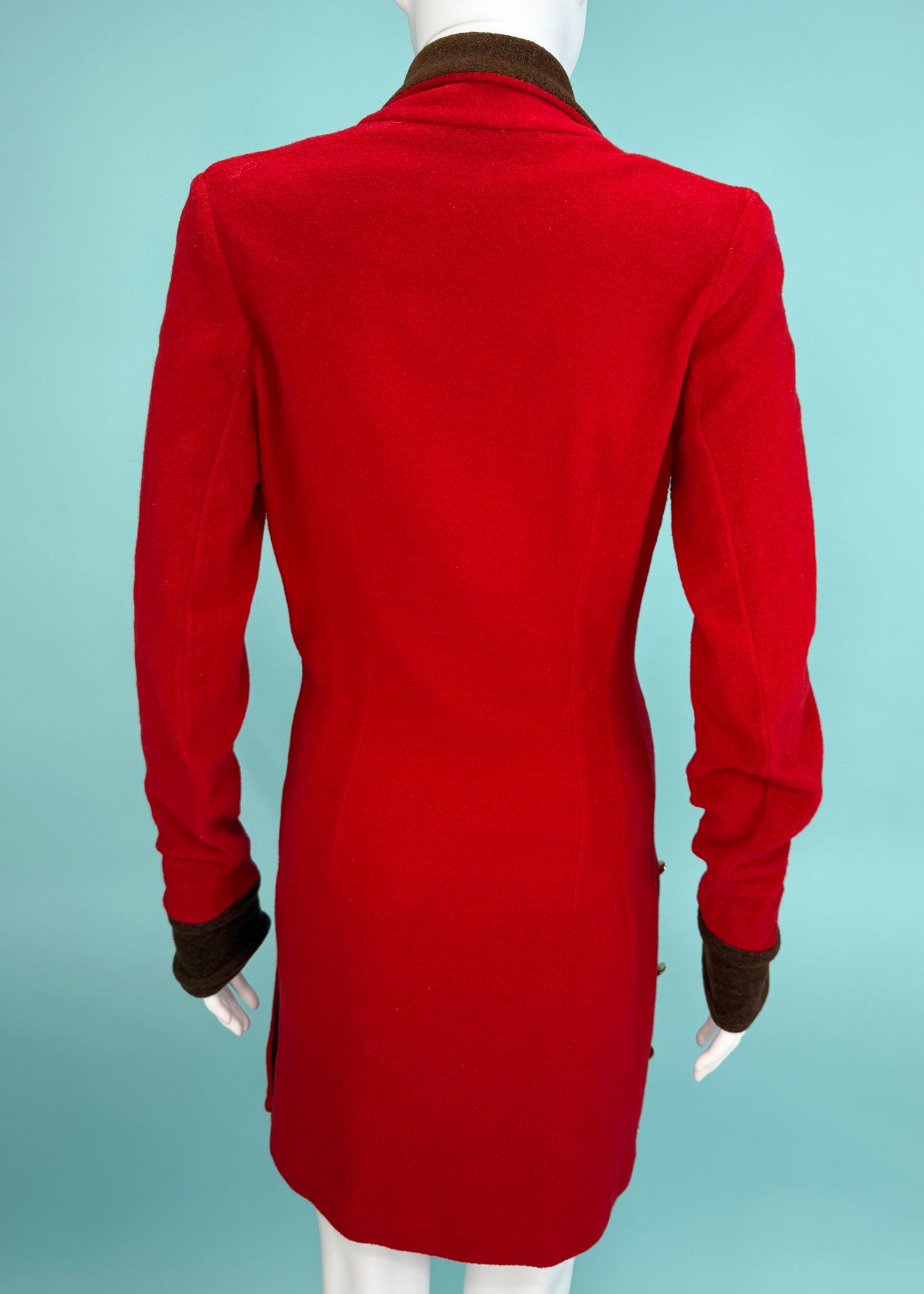 Vivienne Westwood Fall 1989 Runway Red Wool Orb Button Dress