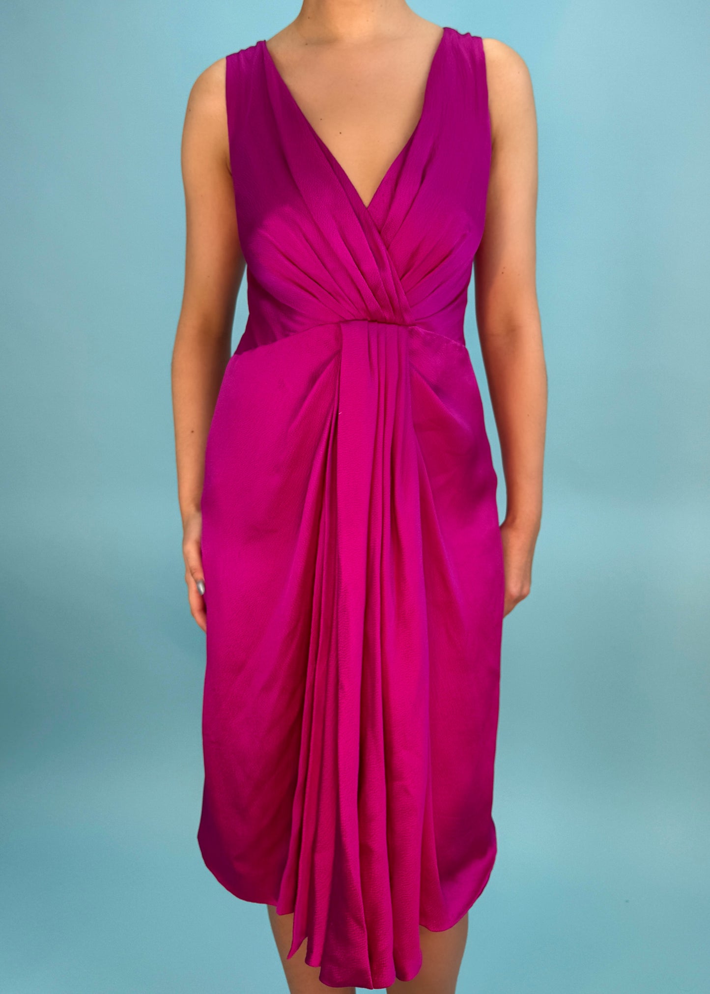 Dior Fall 2007 Fuchsia Pink Silk Draped Dress