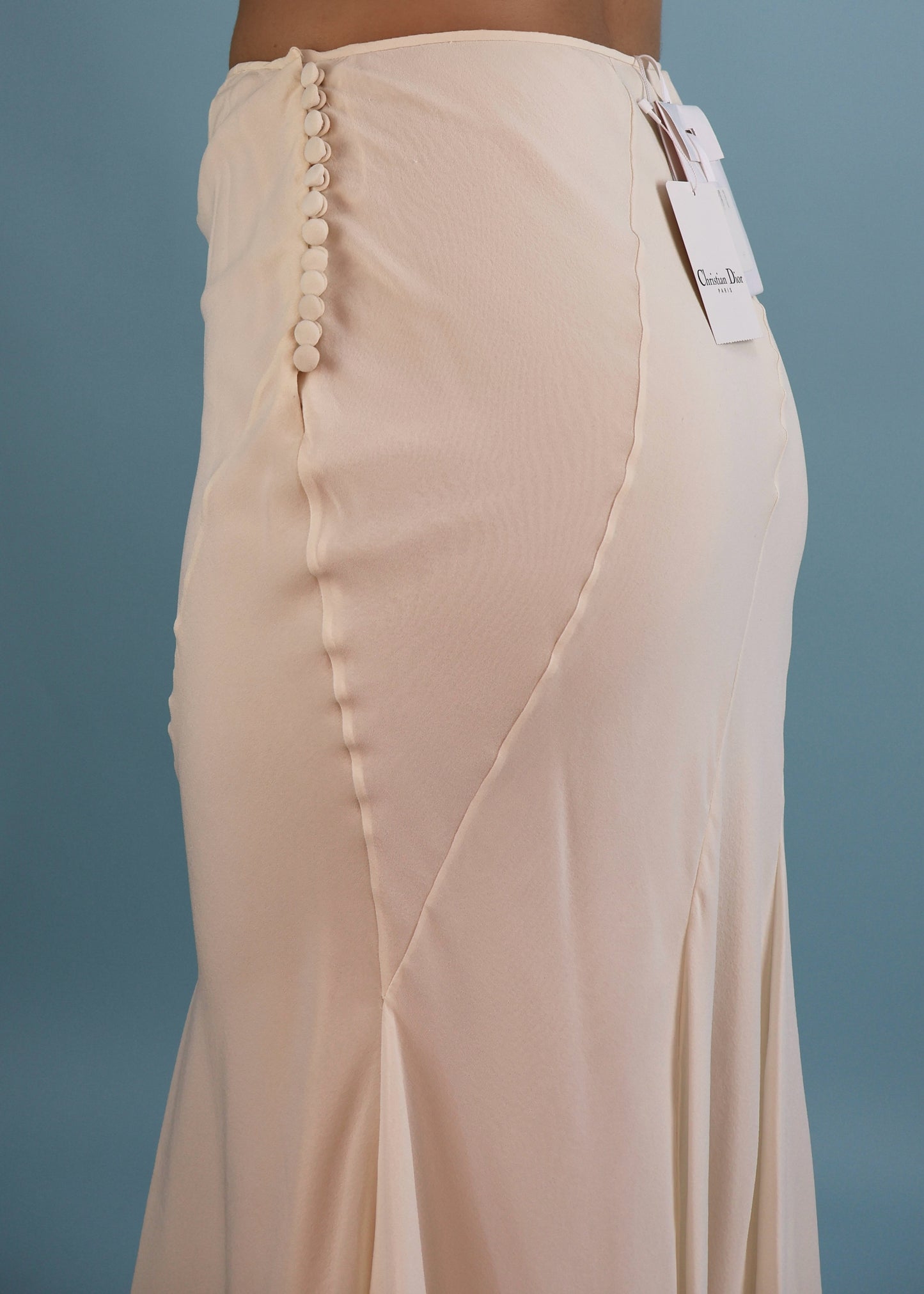 Dior Spring 2005 Cream Silk Chiffon Midi Skirt