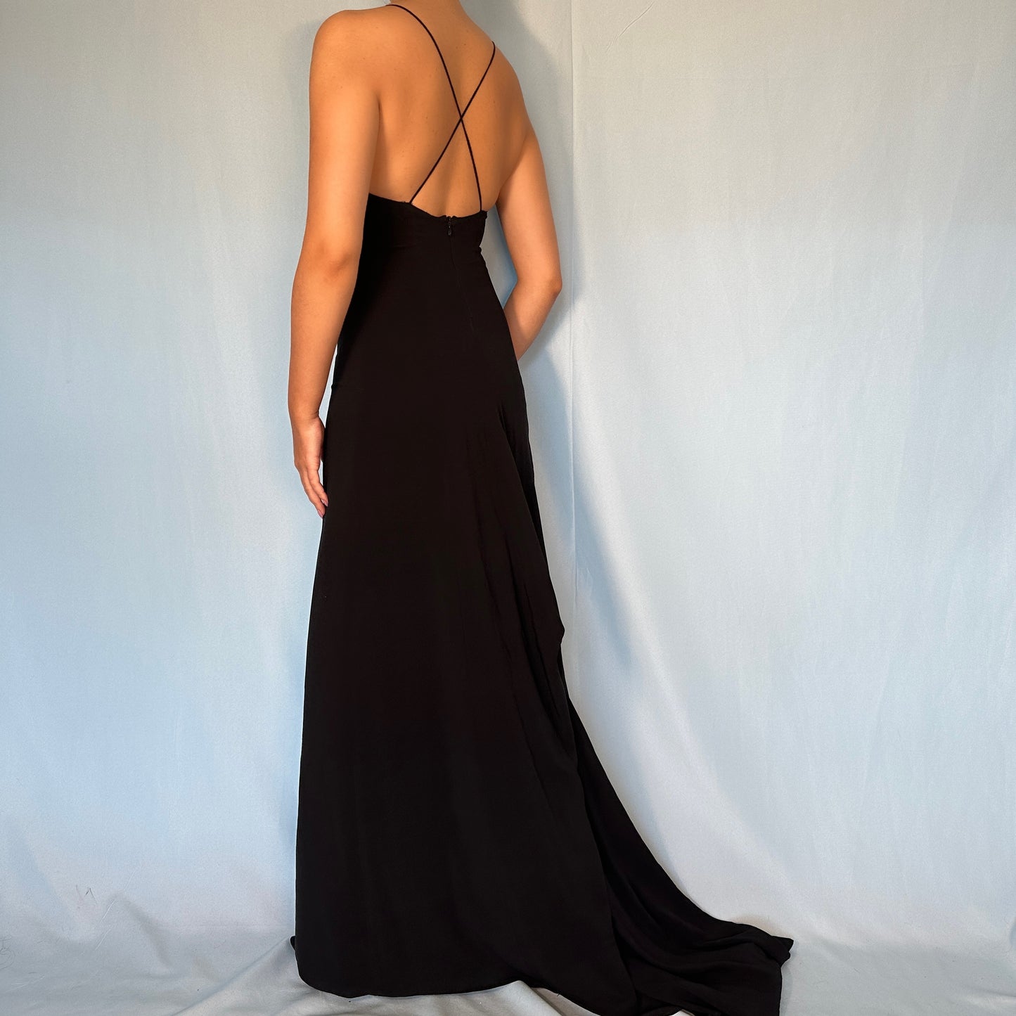 Dries Van Noten Spring 1999 Runway Black Silk Bustle Dress