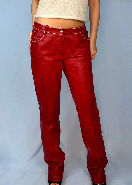 Dior Spring 2005 Red Leather Trousers