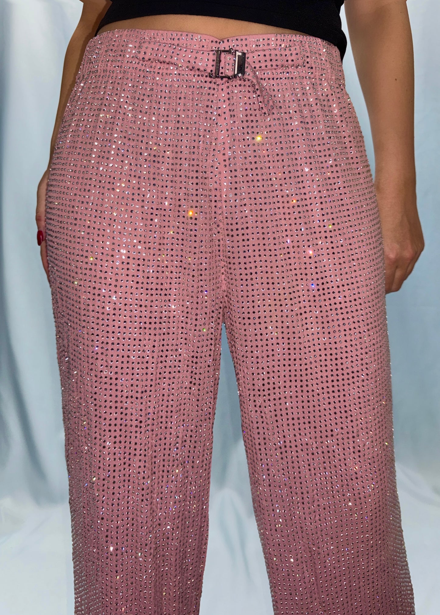 Gucci Spring 2000 Runway Pink Swarovski Crystal Embellished Pants