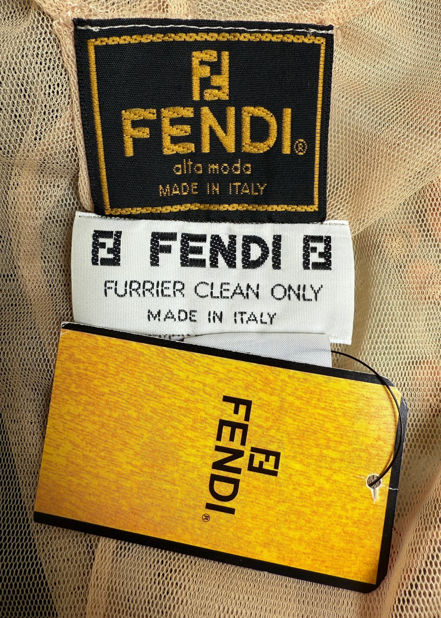 Fendi Mesh & Fur Appliqué Tie Up Top