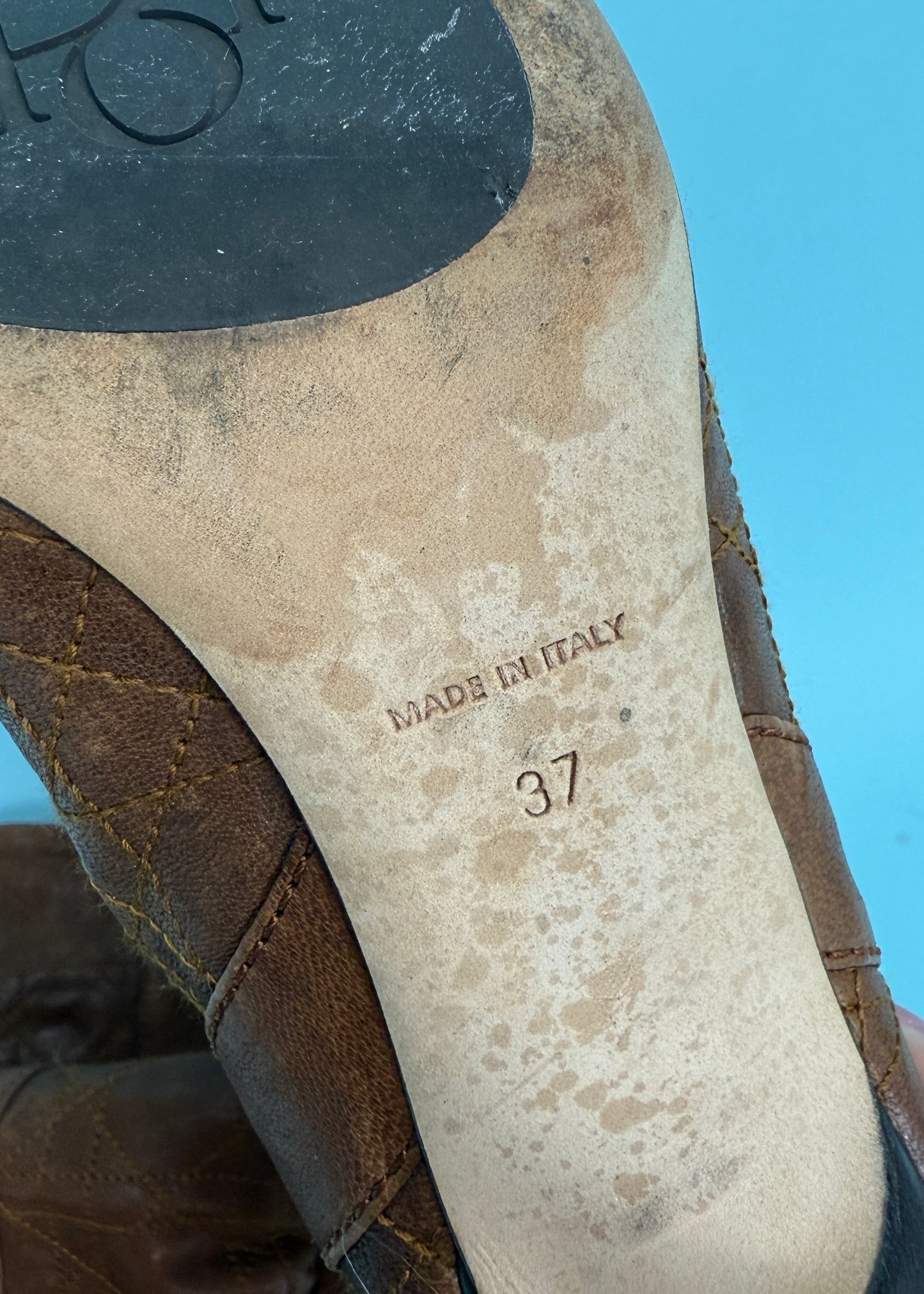 Dior Brown Leather Stitched Dior Charm Heeled Boots