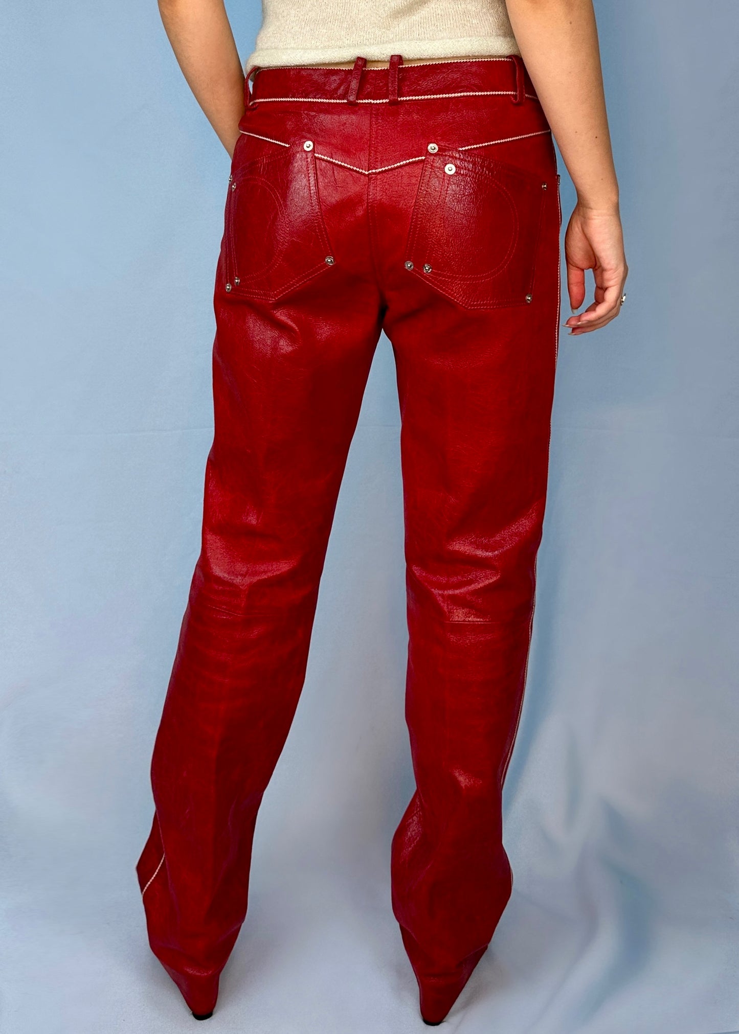 Dior Spring 2005 Red Leather Trousers