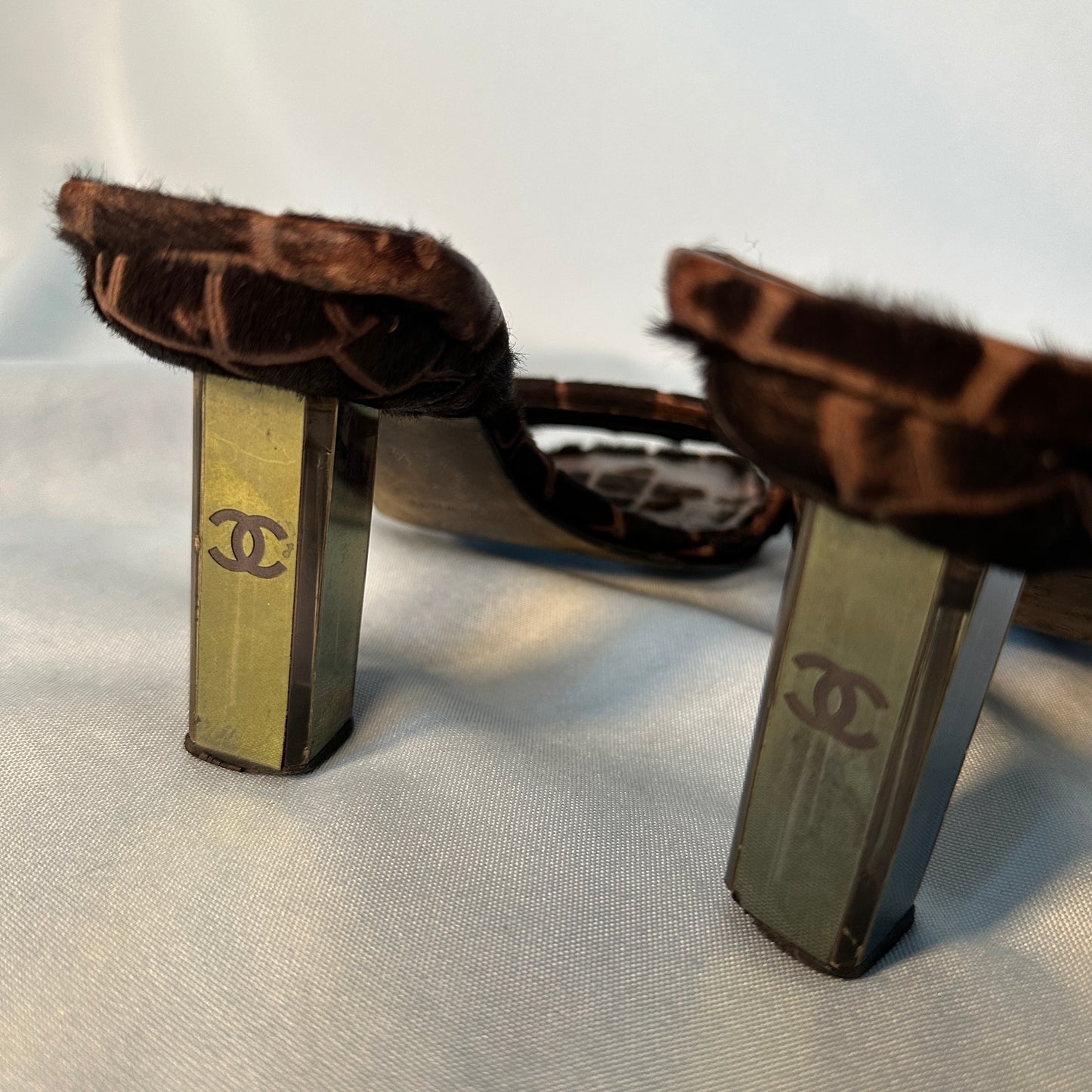 Chanel Brown Ponyhair Mirror Heels