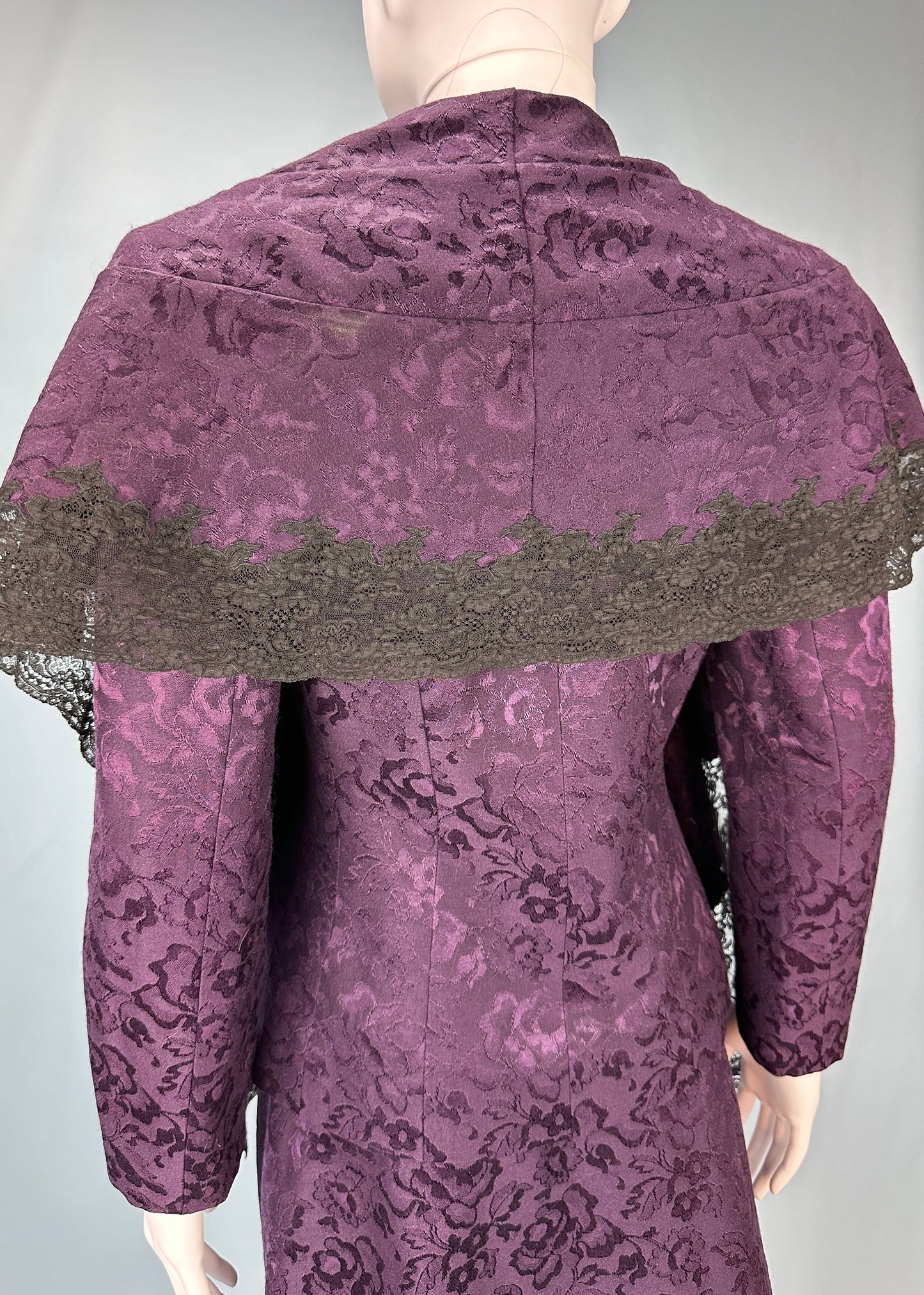 Dior Fall 1998 Purple Silk Brocade and Lace Skirt & Jacket Set