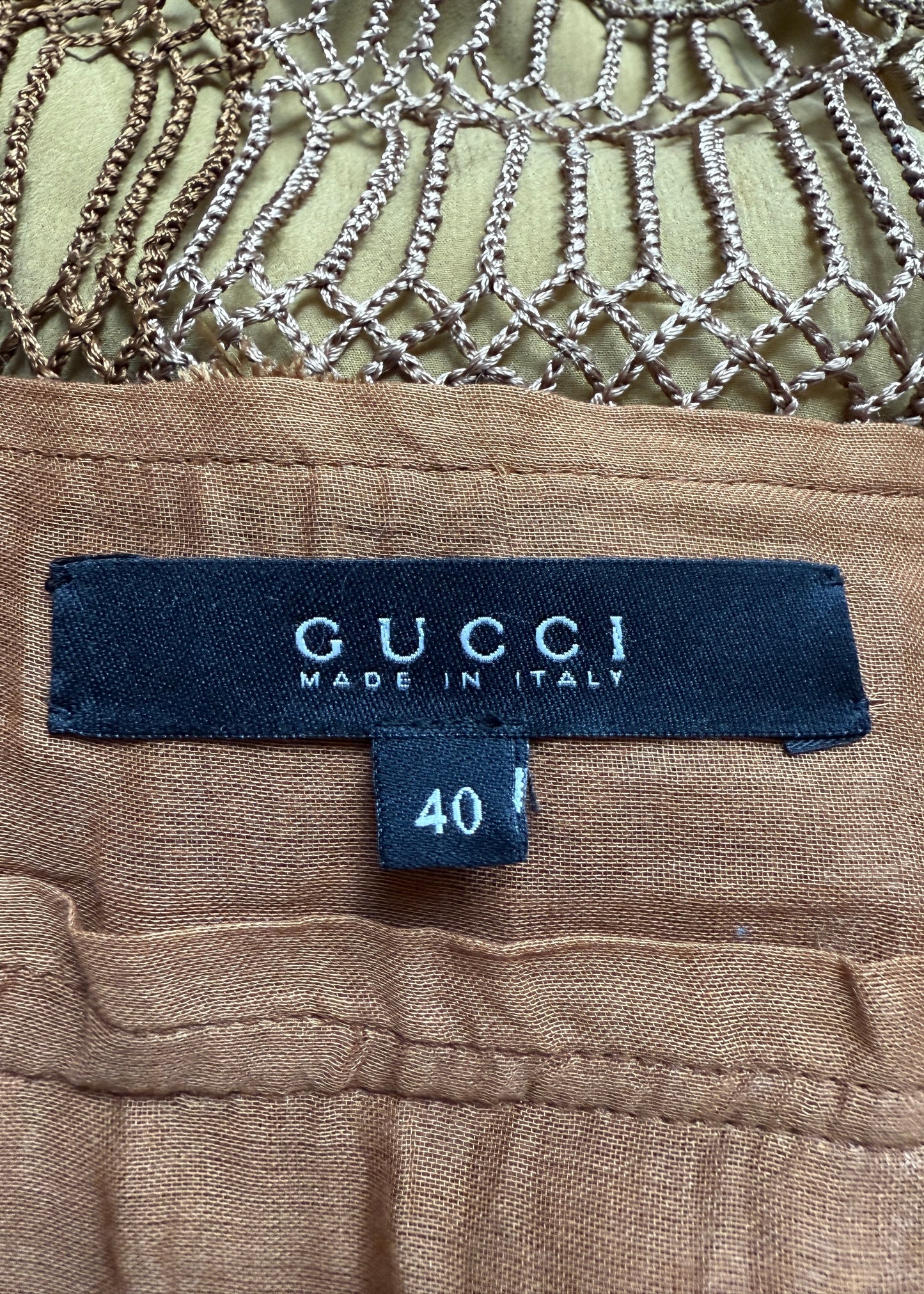 Gucci Spring 2005 Runway Khaki Green Silk Tassel Skirt