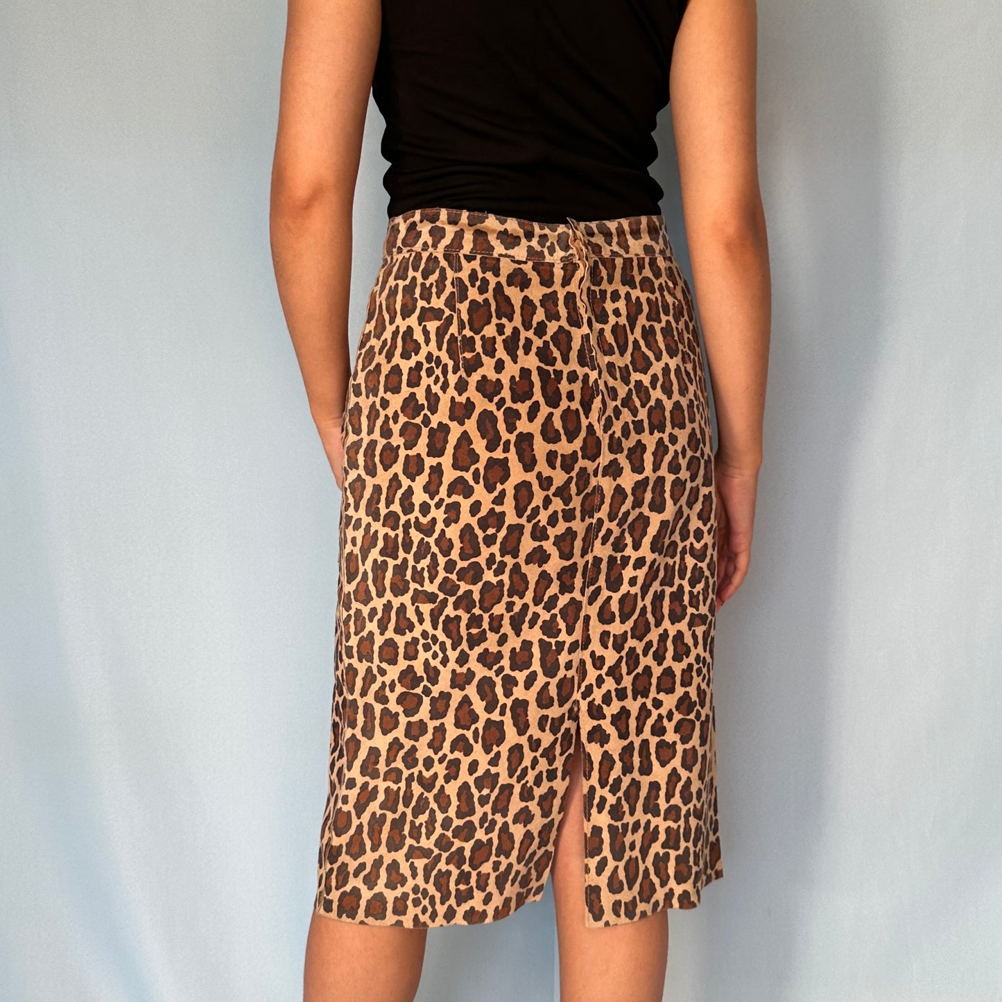 Dolce & Gabbana Leopard Print Suede Skirt