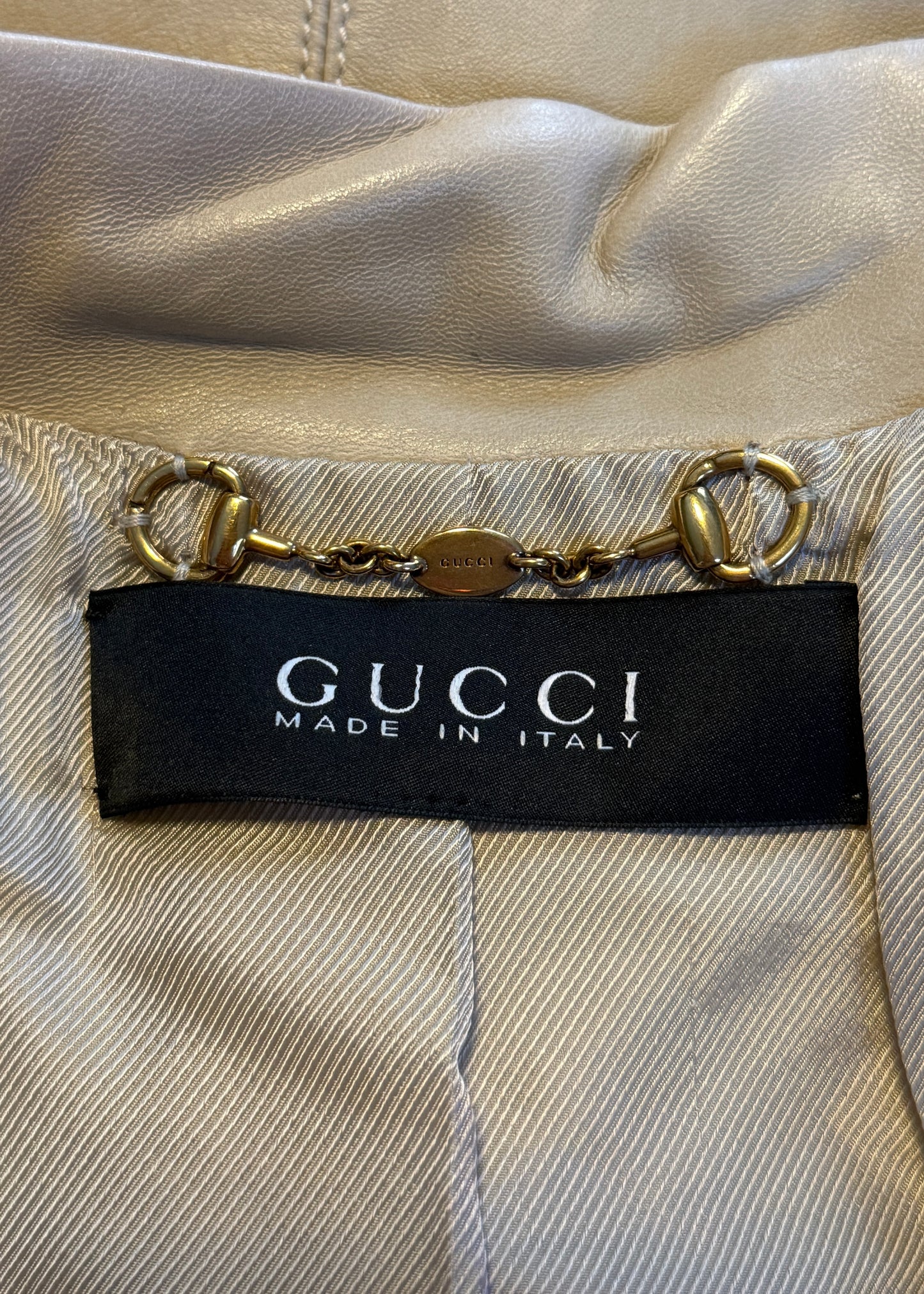 Gucci Spring 2012 Beige Belted Leather Jacket