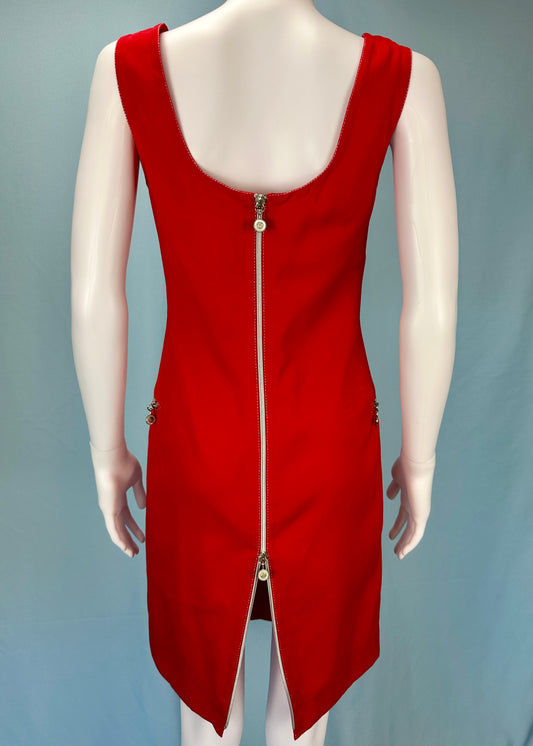 Versace Fall 1996 Red Medusa Zip Dress
