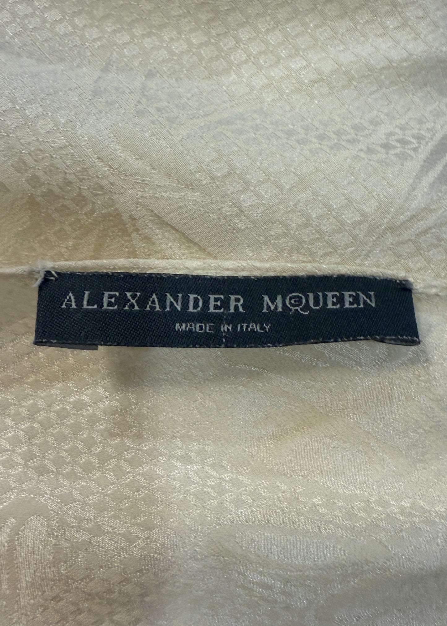 Alexander McQueen Spring 2006 Ivory Floral Silk Cowl Top