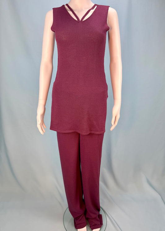 Fendi Purple Knit Top & Pants Two Piece Set