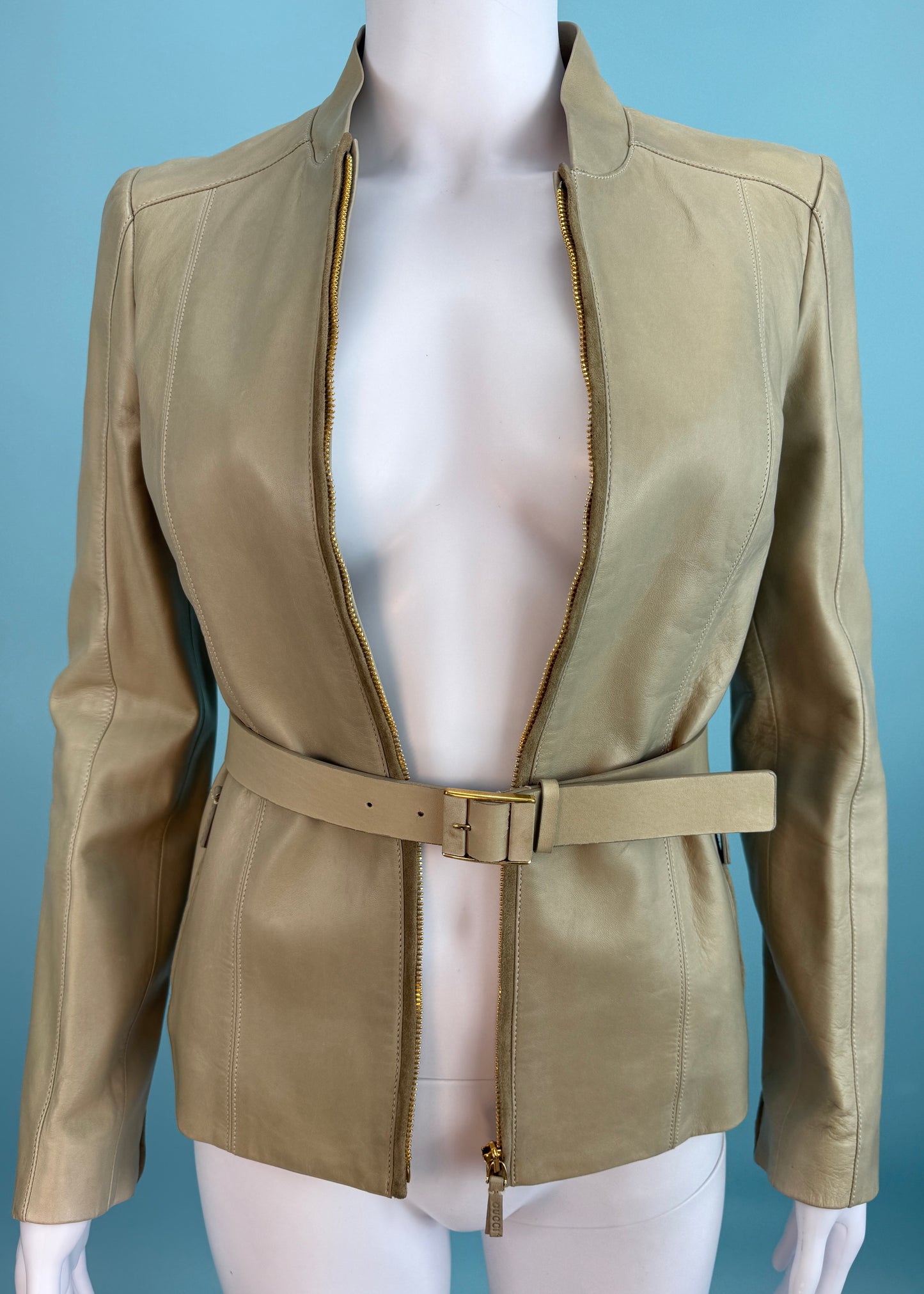 Gucci Spring 2012 Beige Belted Leather Jacket