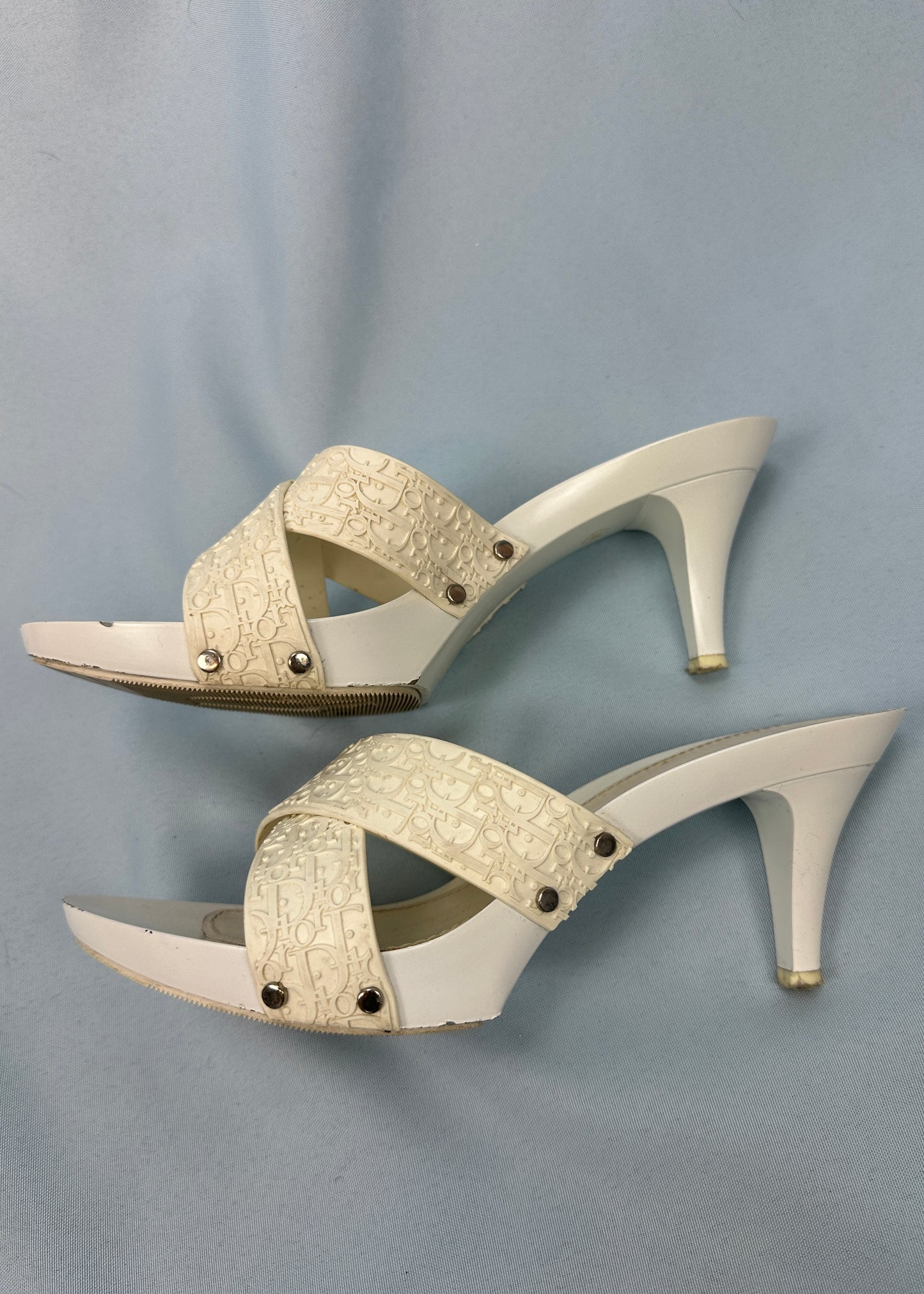 Dior White Monogram Heels