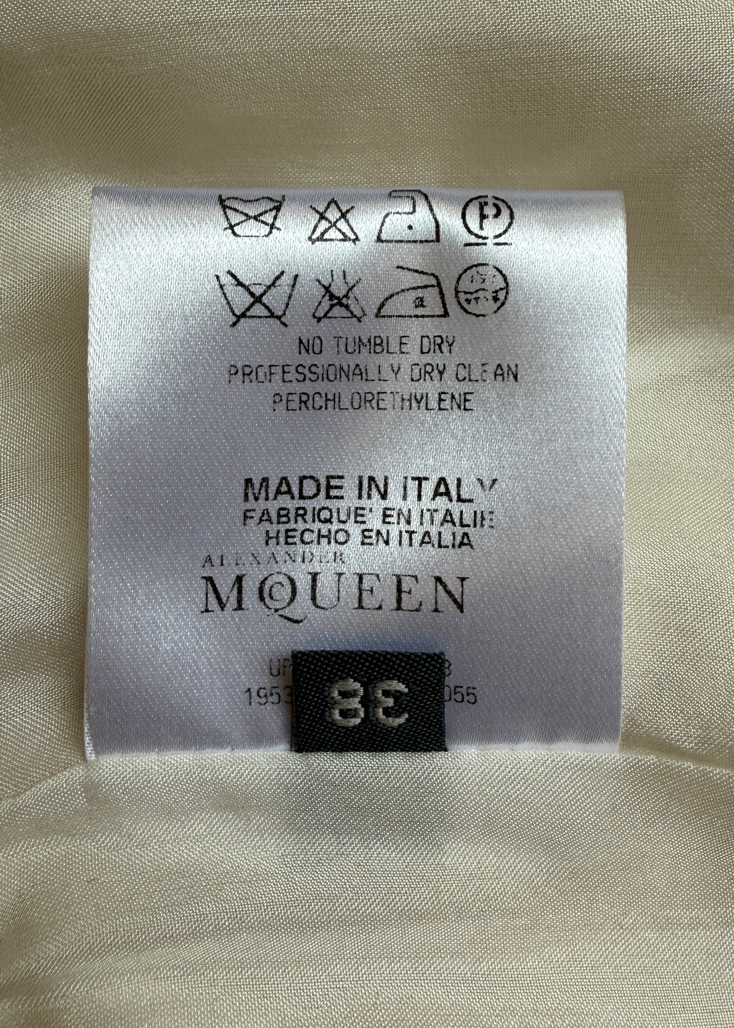 Alexander McQueen Fall 2007 Ivory & Black Asymmetric Draped Silk Dress