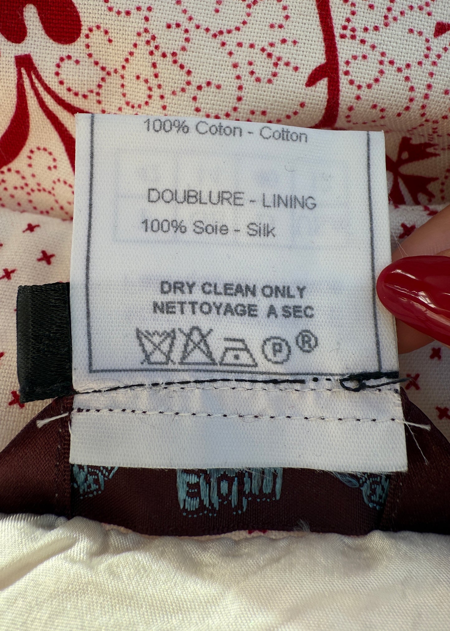 John Galliano Spring 1997 White & Red Cross Stitch Print Skirt