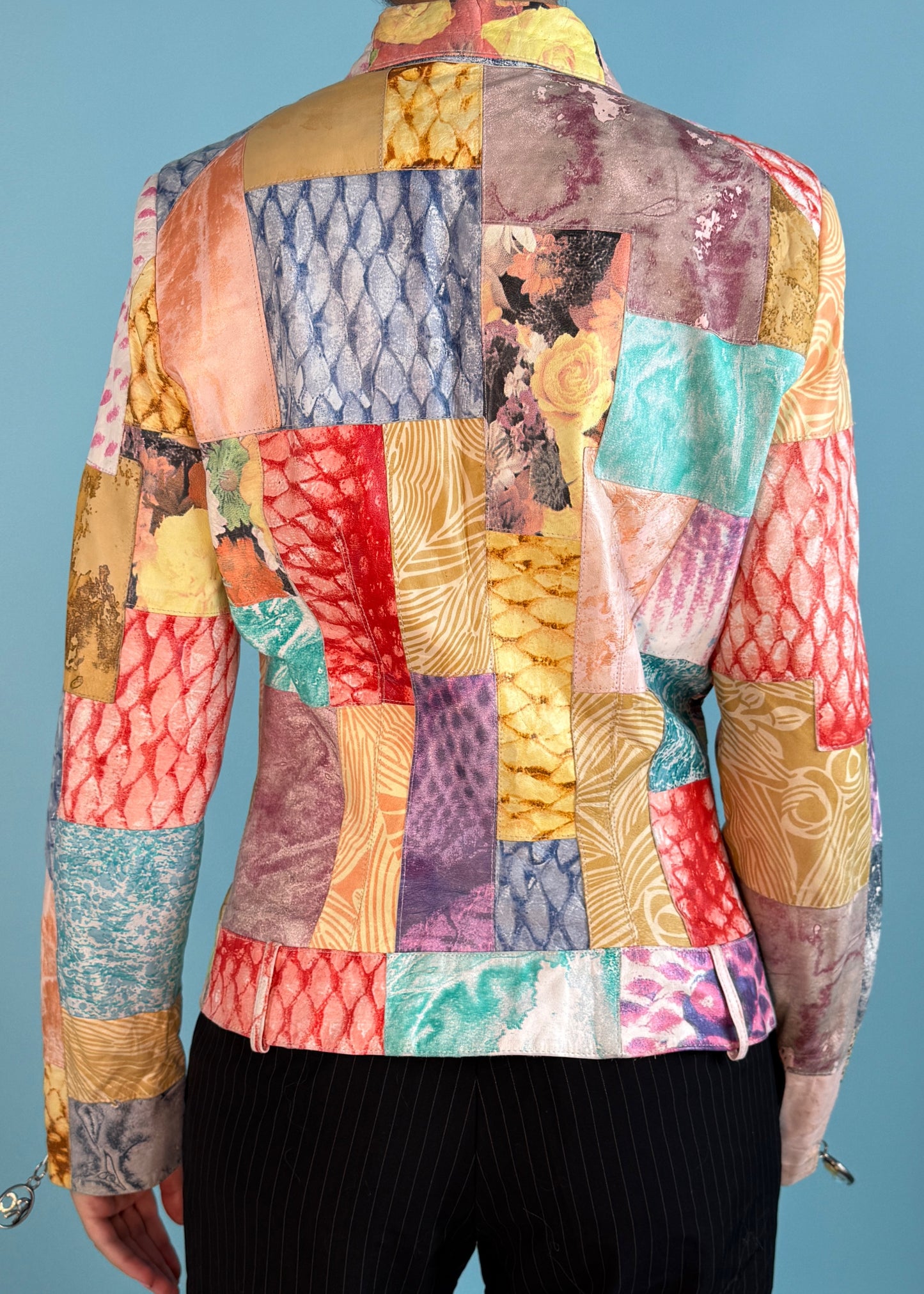 Roberto Cavalli 1990s Leather Patchwork Jacket