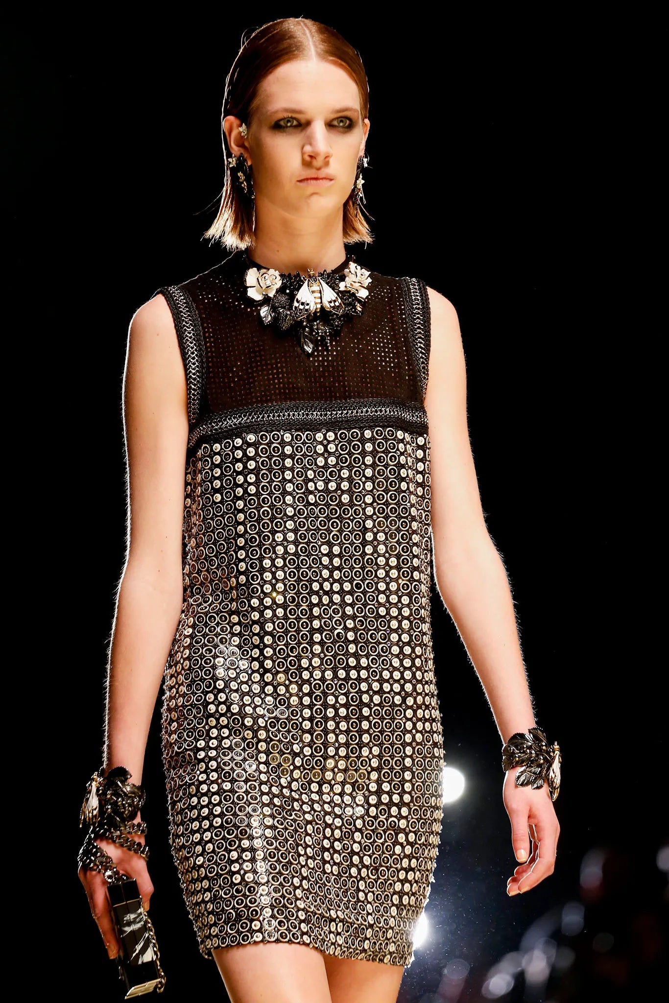 Roberto Cavalli Fall 2013 Large Enamel Flower & Insect Necklace & Ring Set