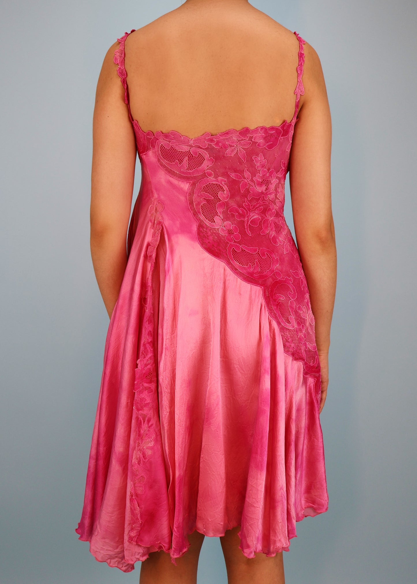 Versace Spring 1994 Runway Pink Silk & Lace Dress