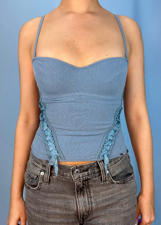 Dior Fall 2002 Blue Lace Up Bustier Top
