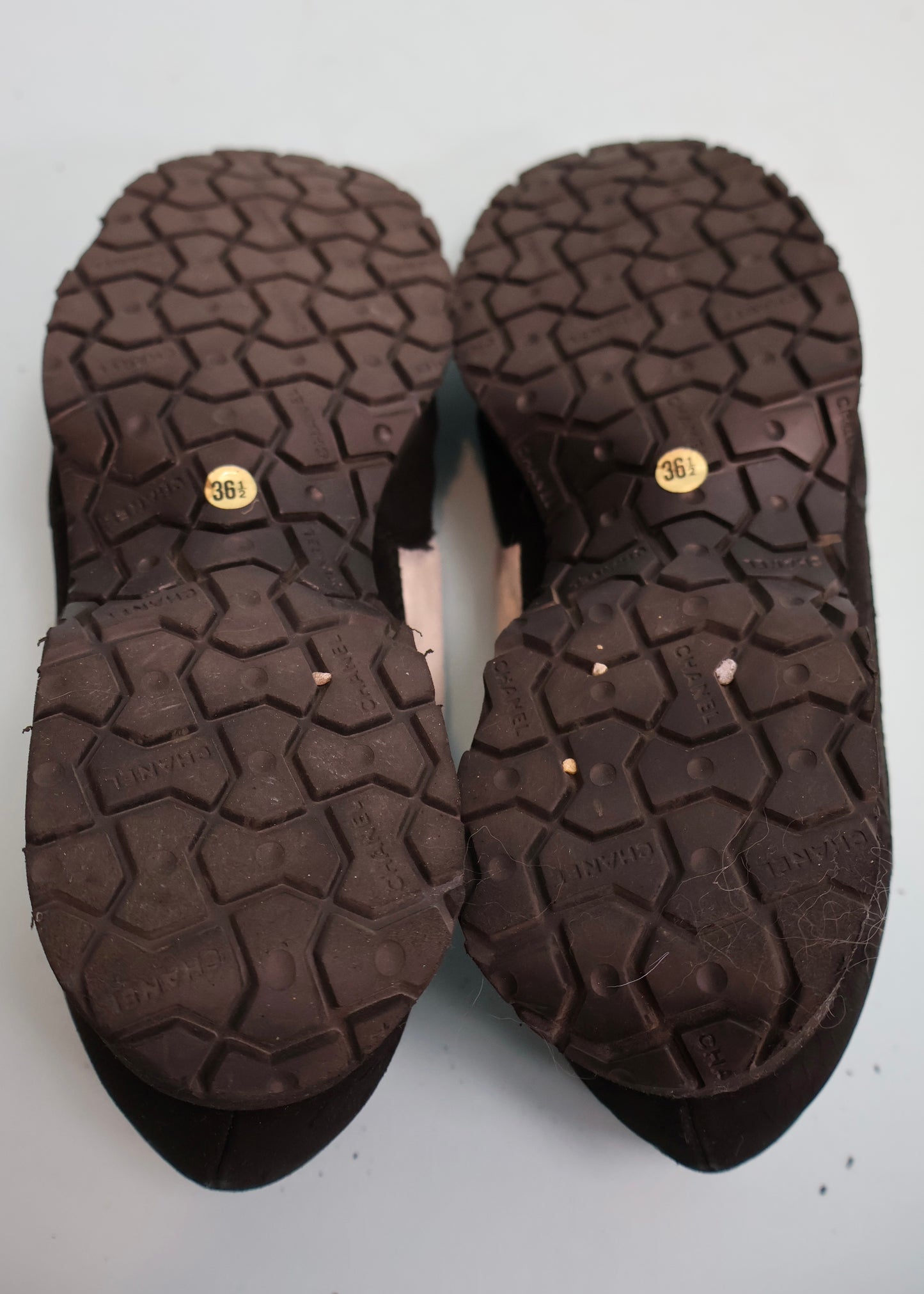 Chanel Spring 1996 Runway White Velour CC Monogram Shoes