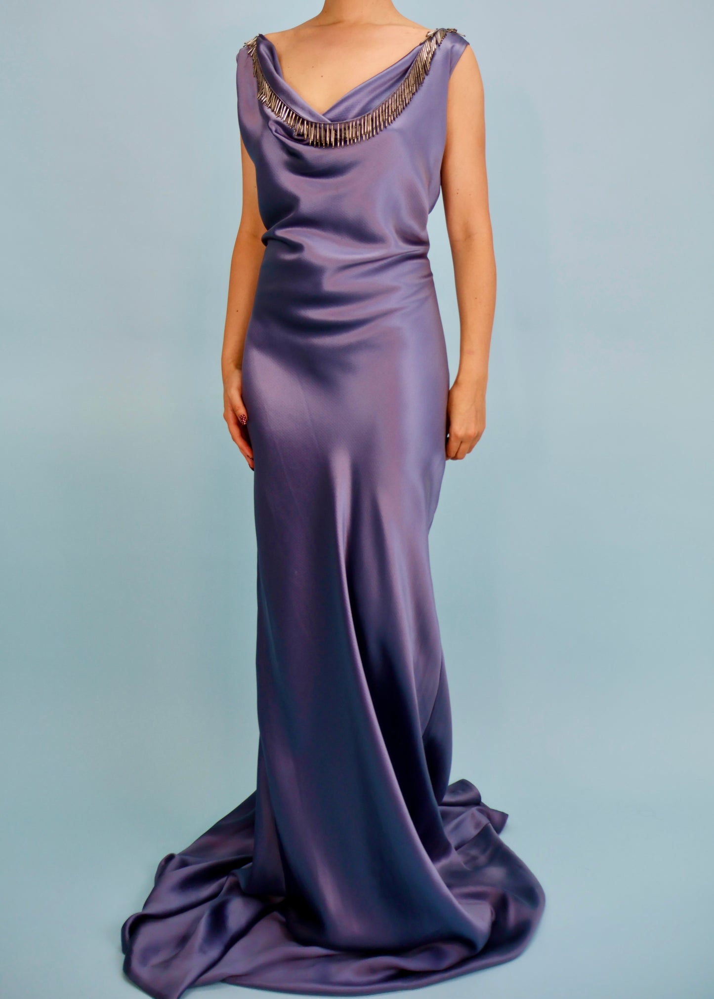 Alexander McQueen 2007 Blue Bead Embellished Silk Gown