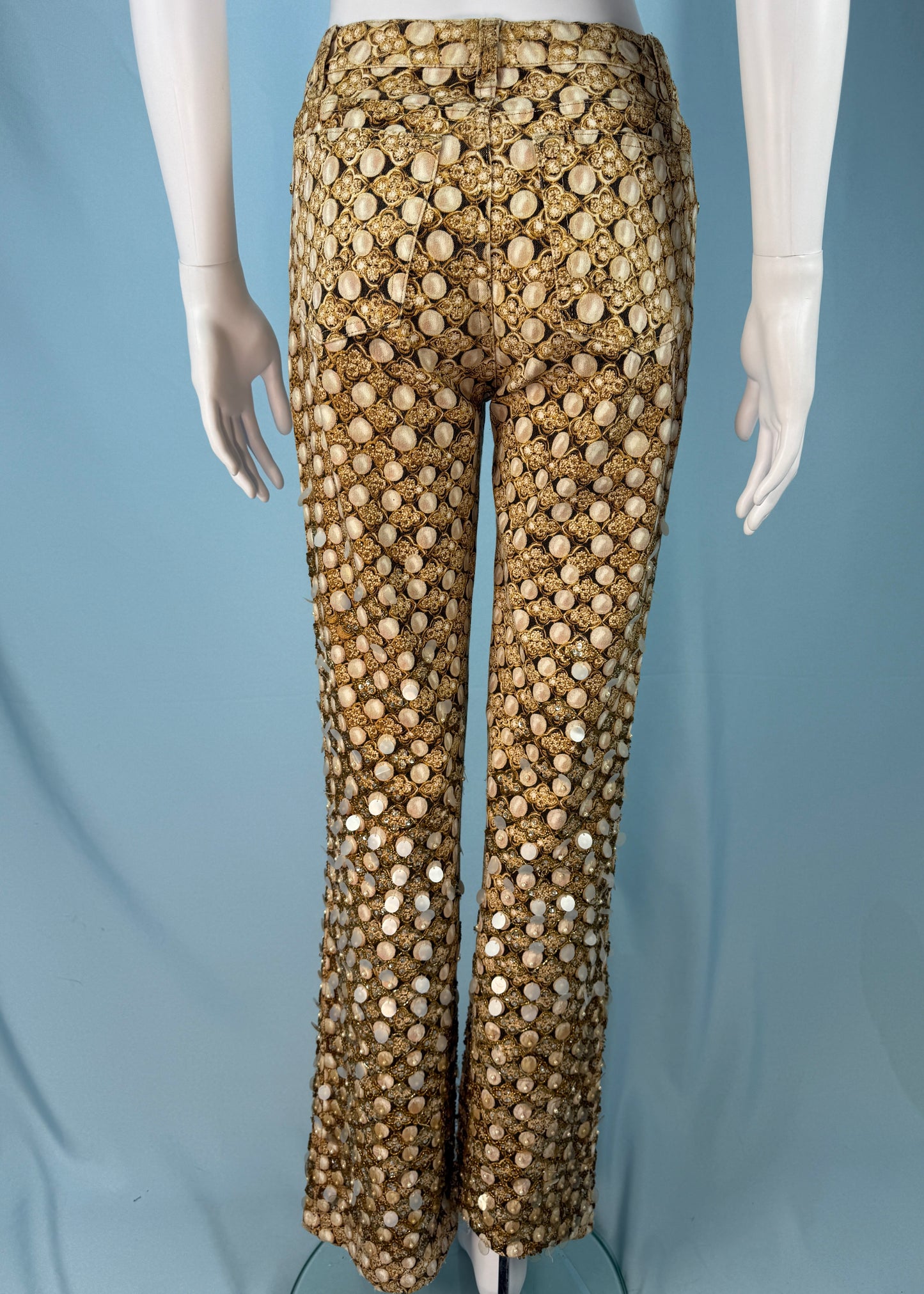 Roberto Cavalli Bead & Pearl Embellished Printed Jeans