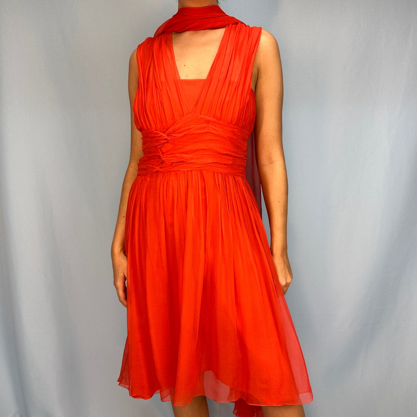 Dior Fall 2007 Orange Silk Chiffon Dress & Scarf