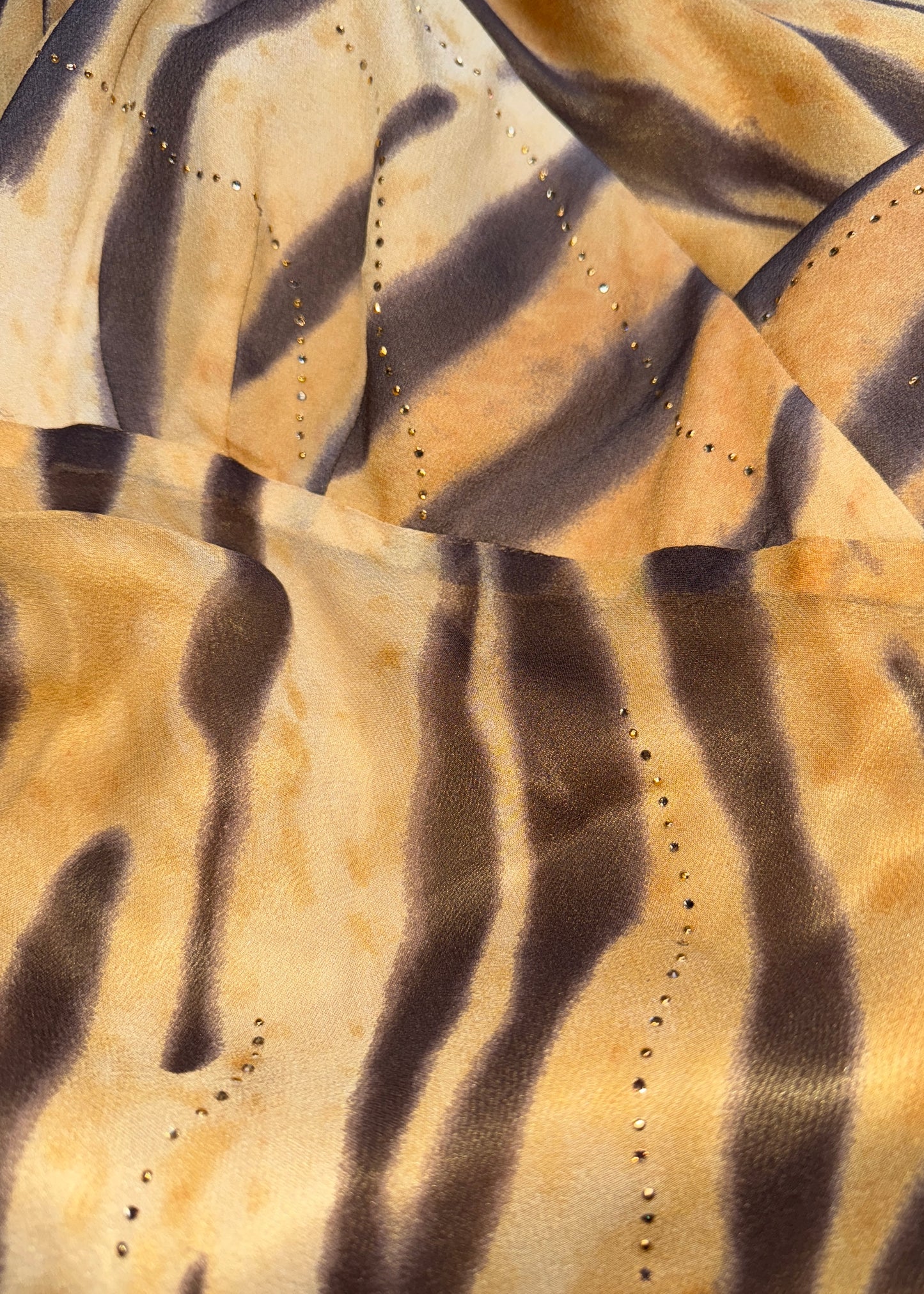 Dior Fall 1995 Silk Tiger Print Crystal Embellished Maxi Slip Dress
