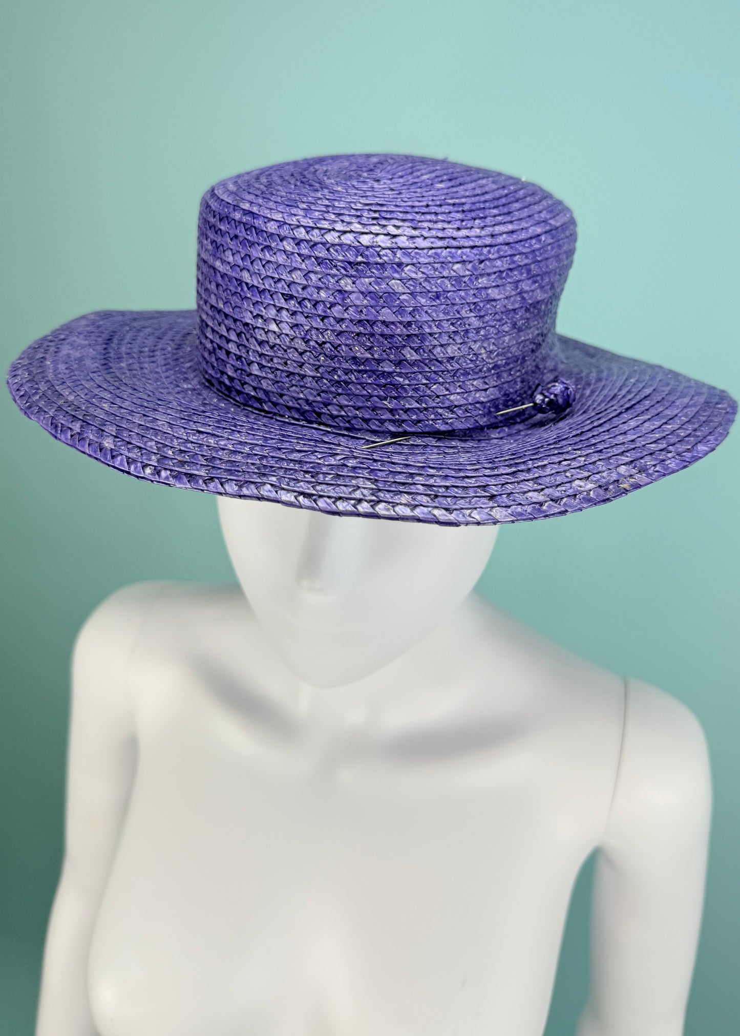 Givenchy Spring 1993 Amethyst Purple Straw Hat & Pin